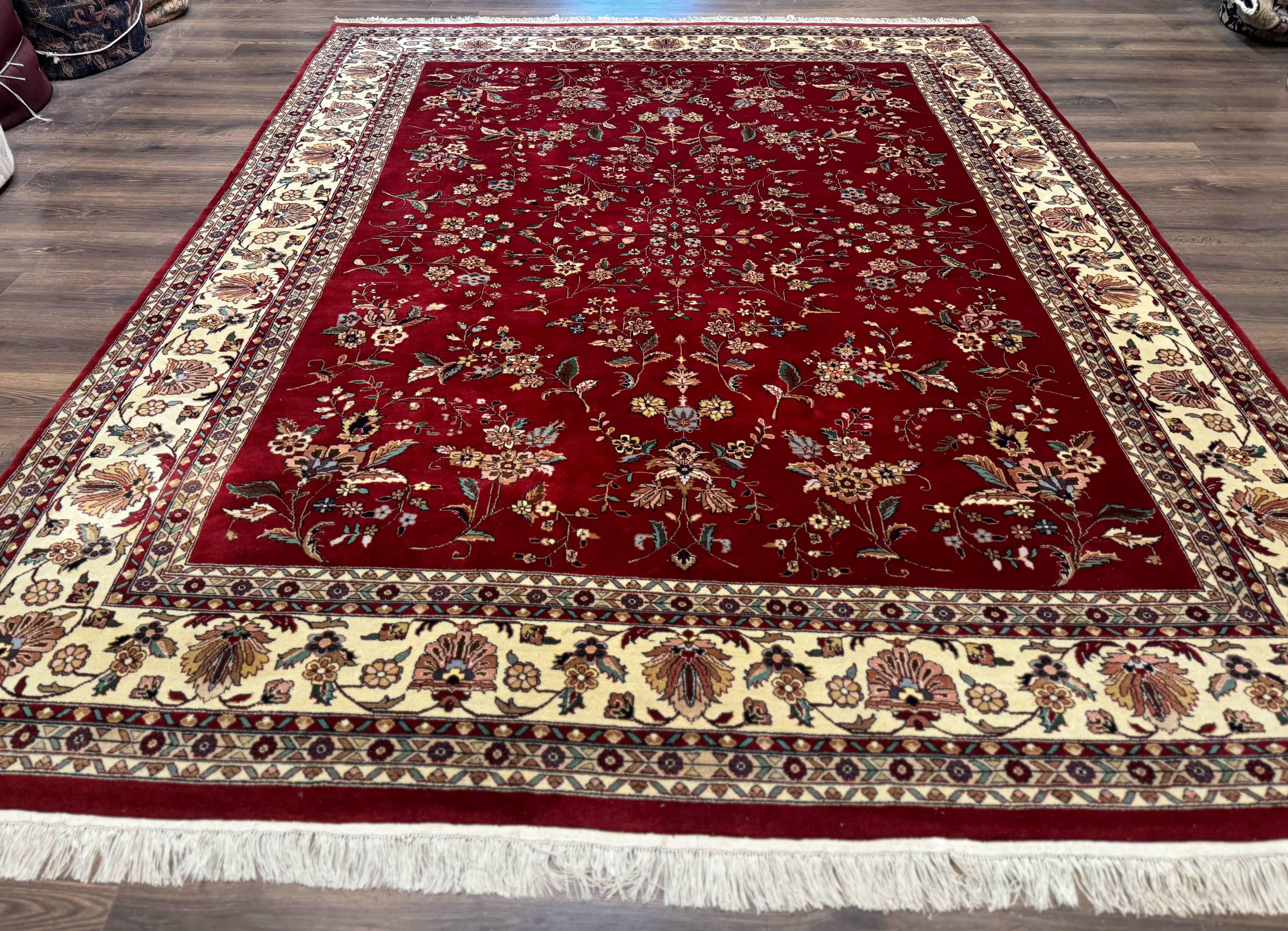 Indo Persian Rug 8x10, Red and Cream, Floral, Pande Cameron - Jewel Rugs