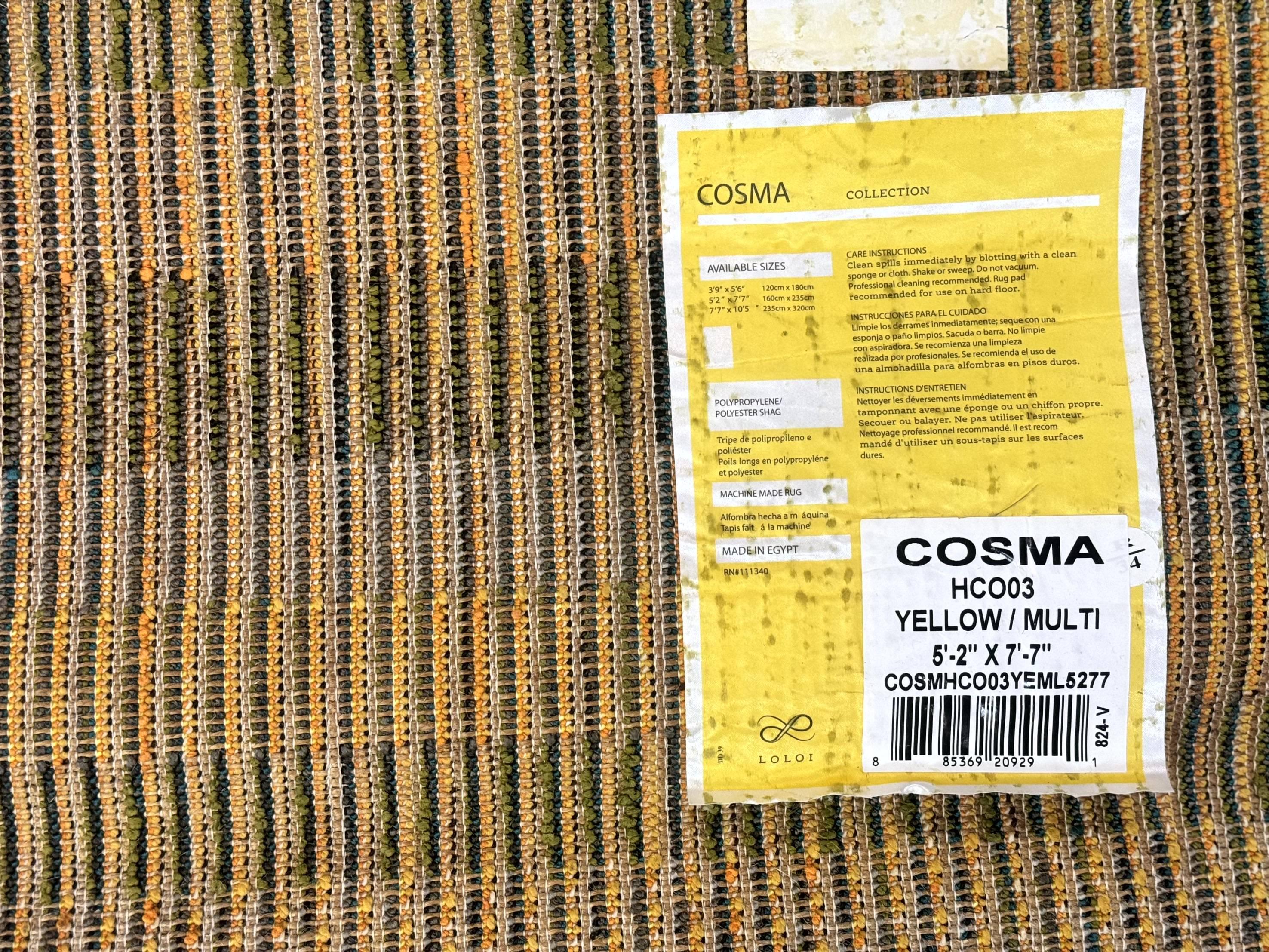 Shag Rug 5x8, Yellow Ivory Charcoal, Contemporary - Jewel Rugs