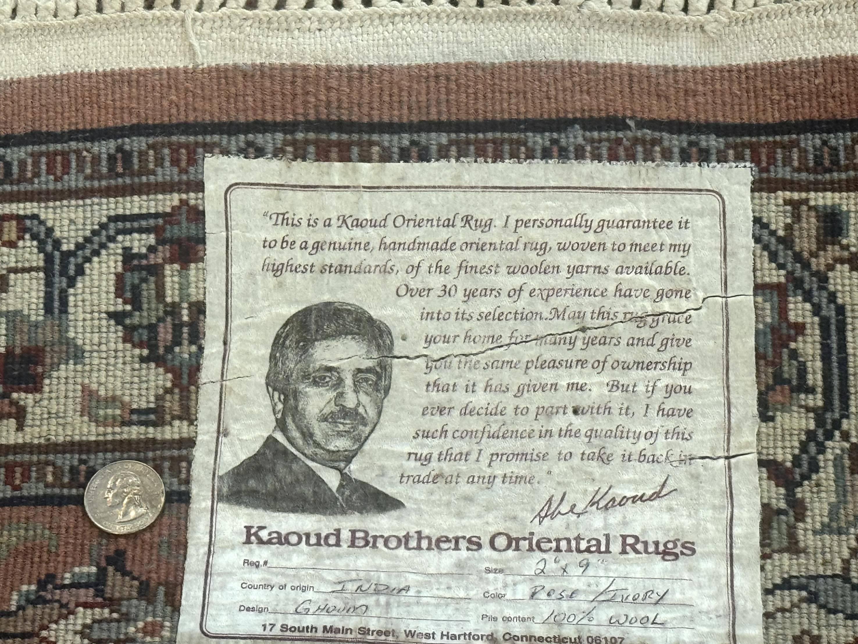 Indo Persian Runner Rug 2.6 x 10, Coral and Cream, Hand Knotted 10ft Wool Oriental Runner for Hallway or Kitchen - Jewel Rugs