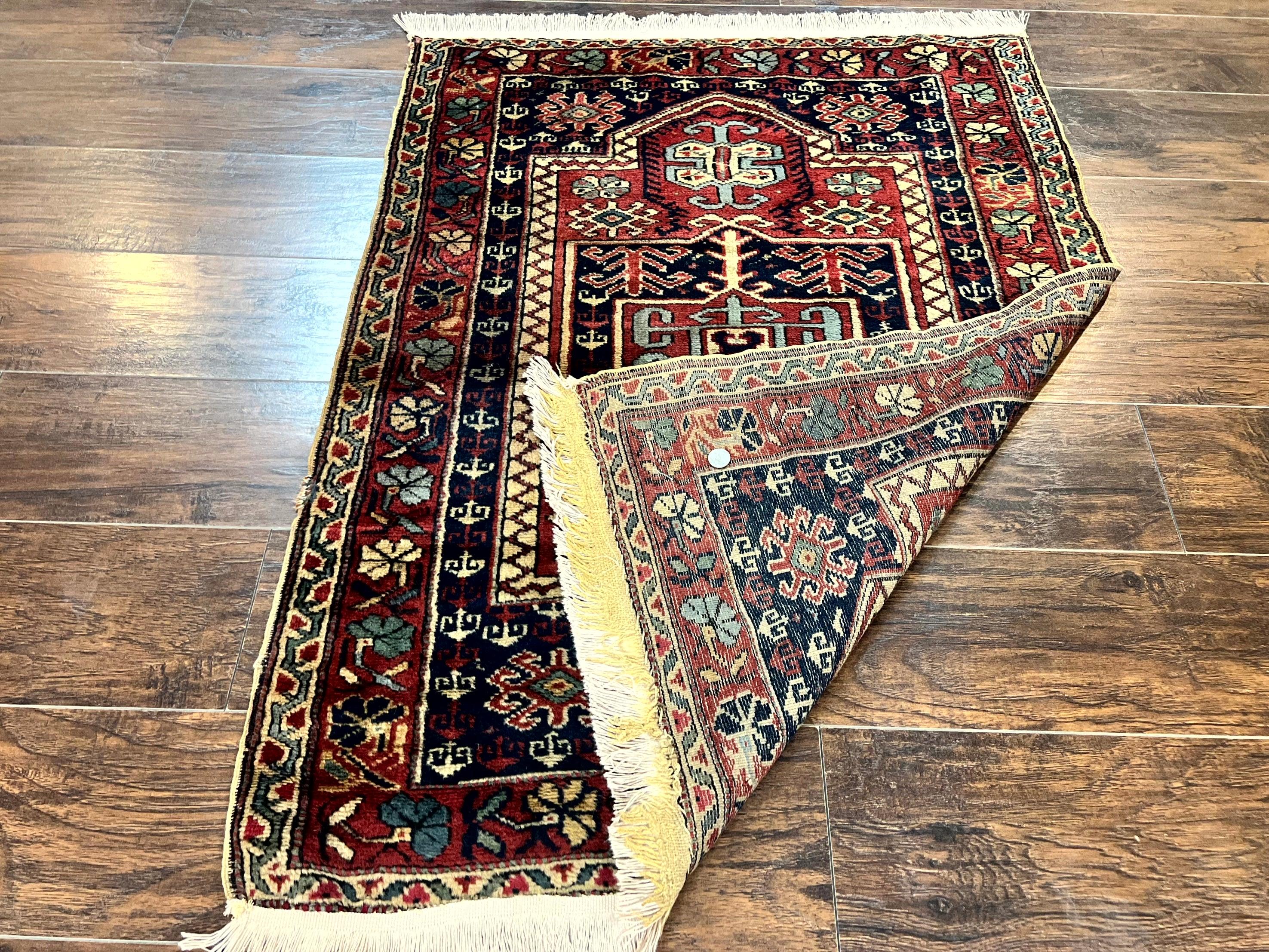 Antique Turkish Sparta Rug 3x4, Geometric Caucasian Pattern, Vintage Handmade Tribal Wool Carpet - Jewel Rugs