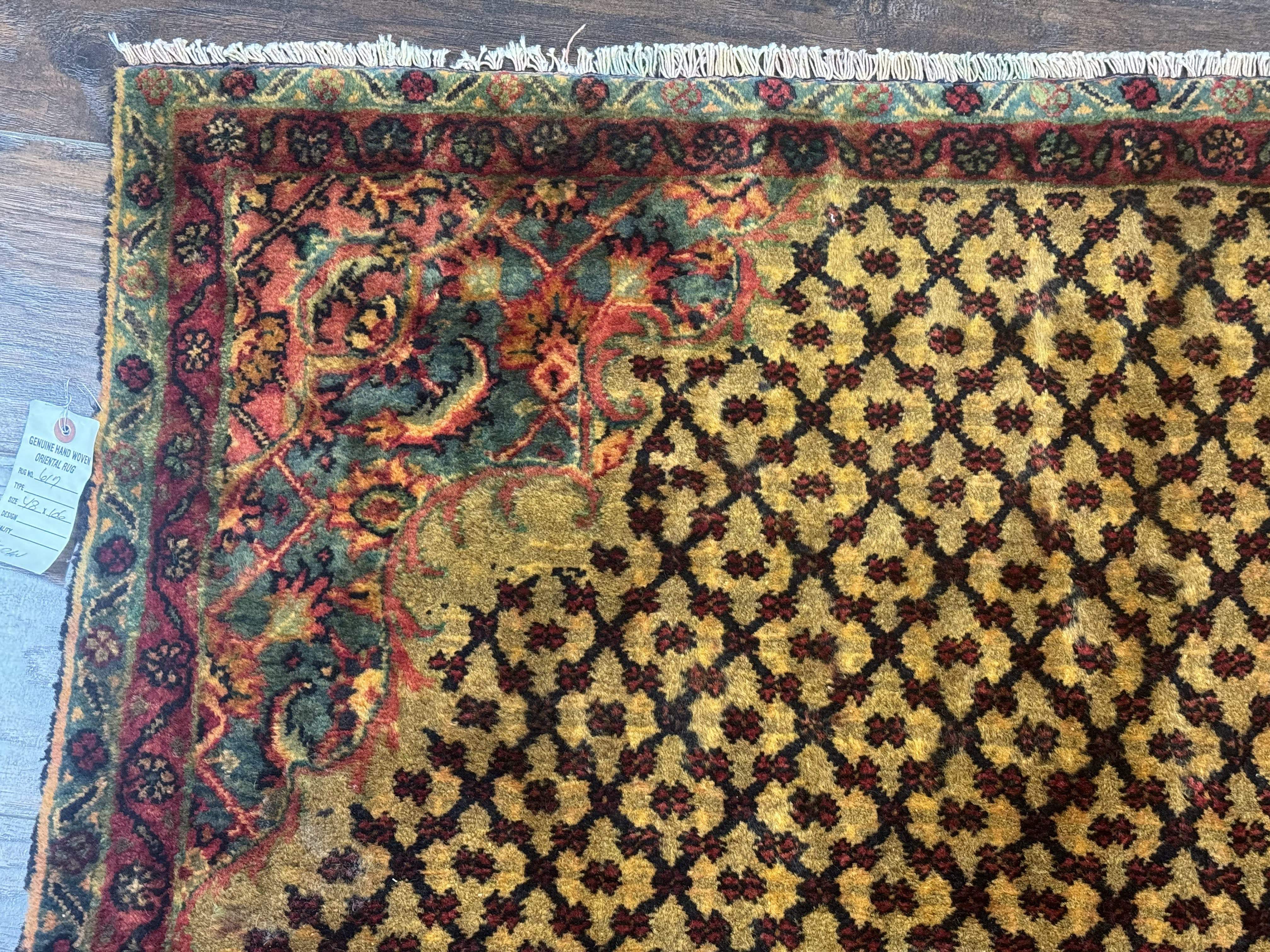 Persian Kurdish Koliai Runner Rug 4x9 – Camel Hair and Red, Wool Antique Tribal Carpet - Jewel Rugs