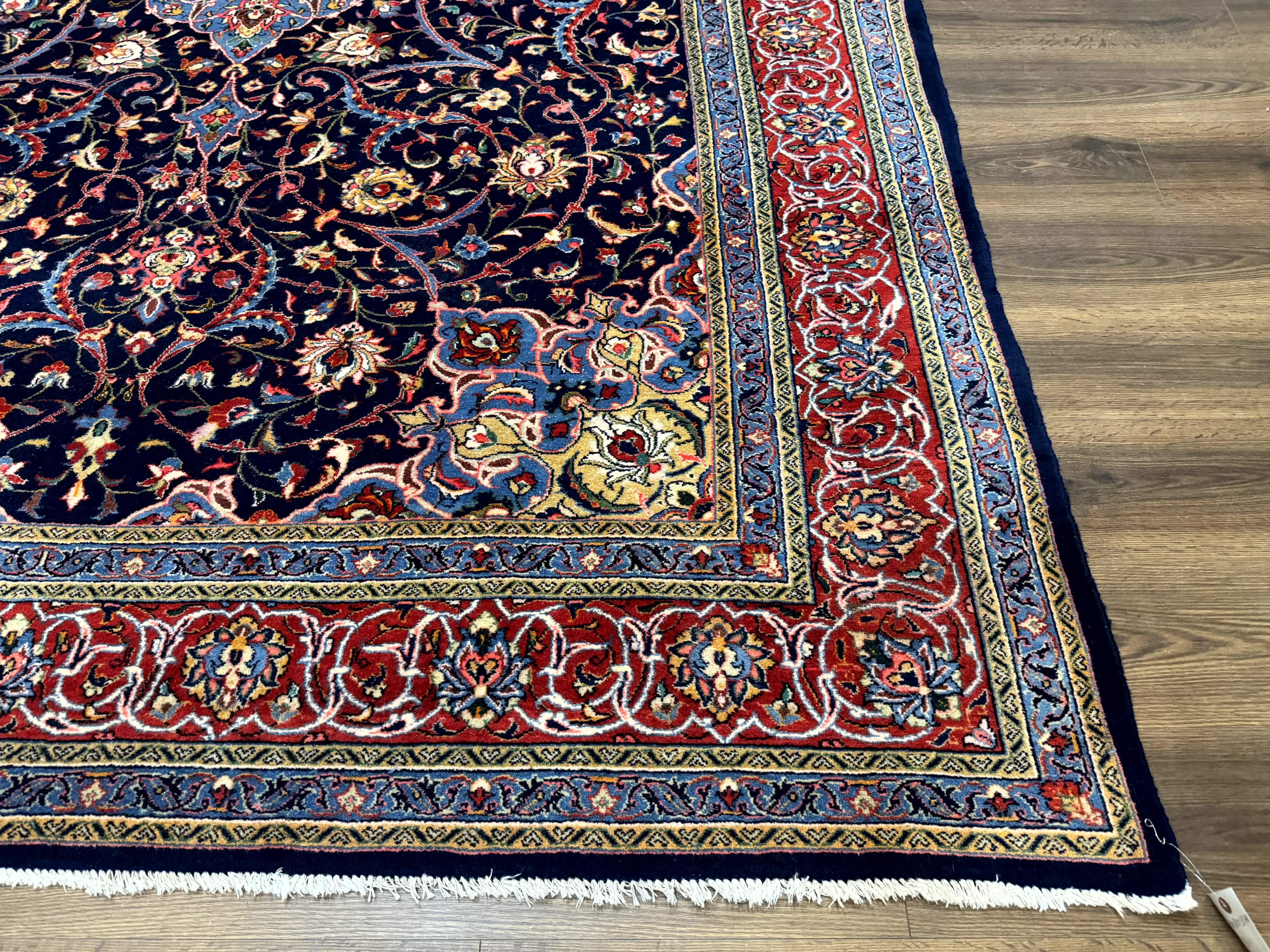 Navy Blue Persian Sarouk Rug 8x11 - Unique Floral Medallion - Jewel Rugs