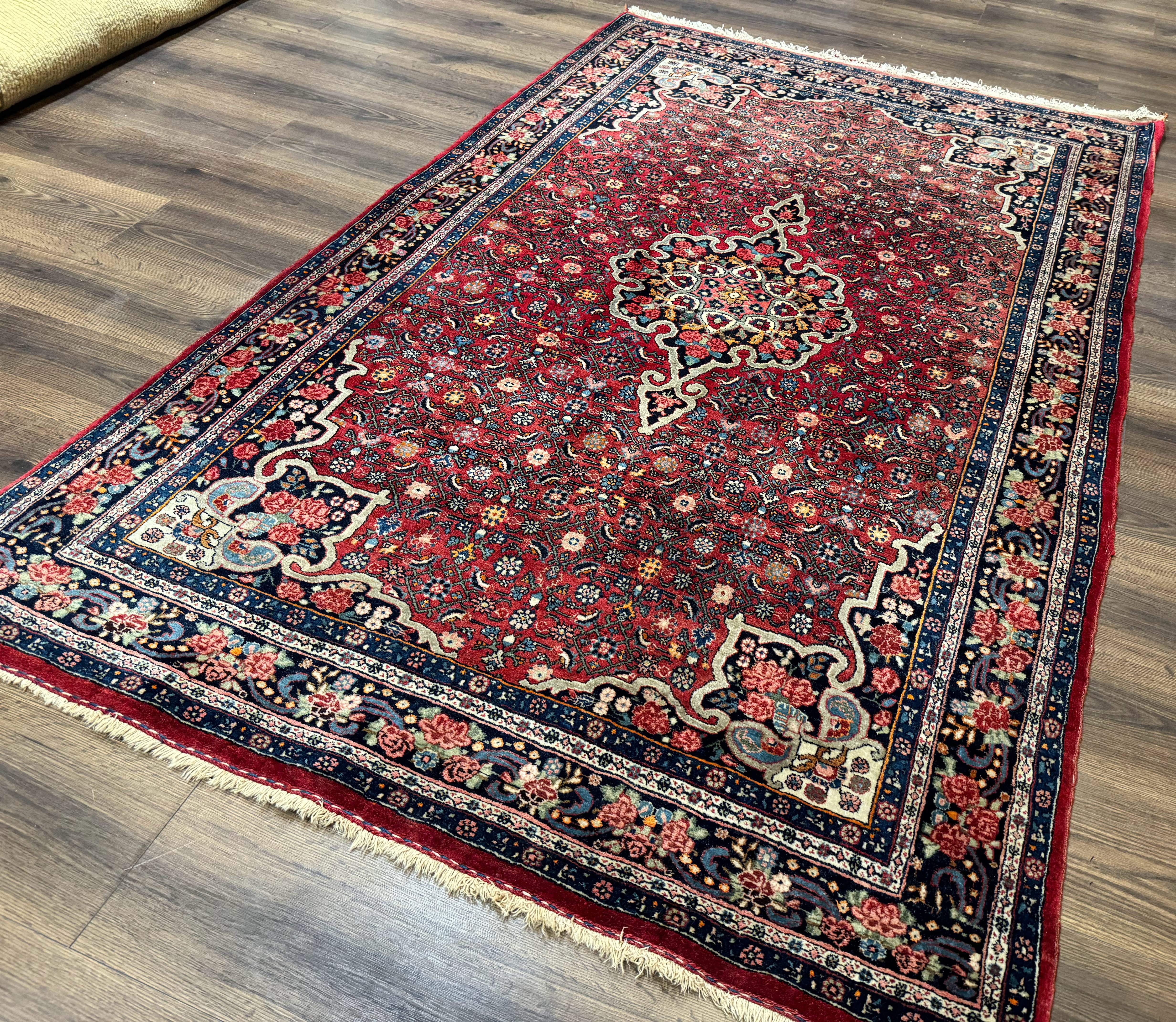 Antique Persian Rug 5x7, Red, Fine 260 KPSI, Bidjar Carpet - Jewel Rugs