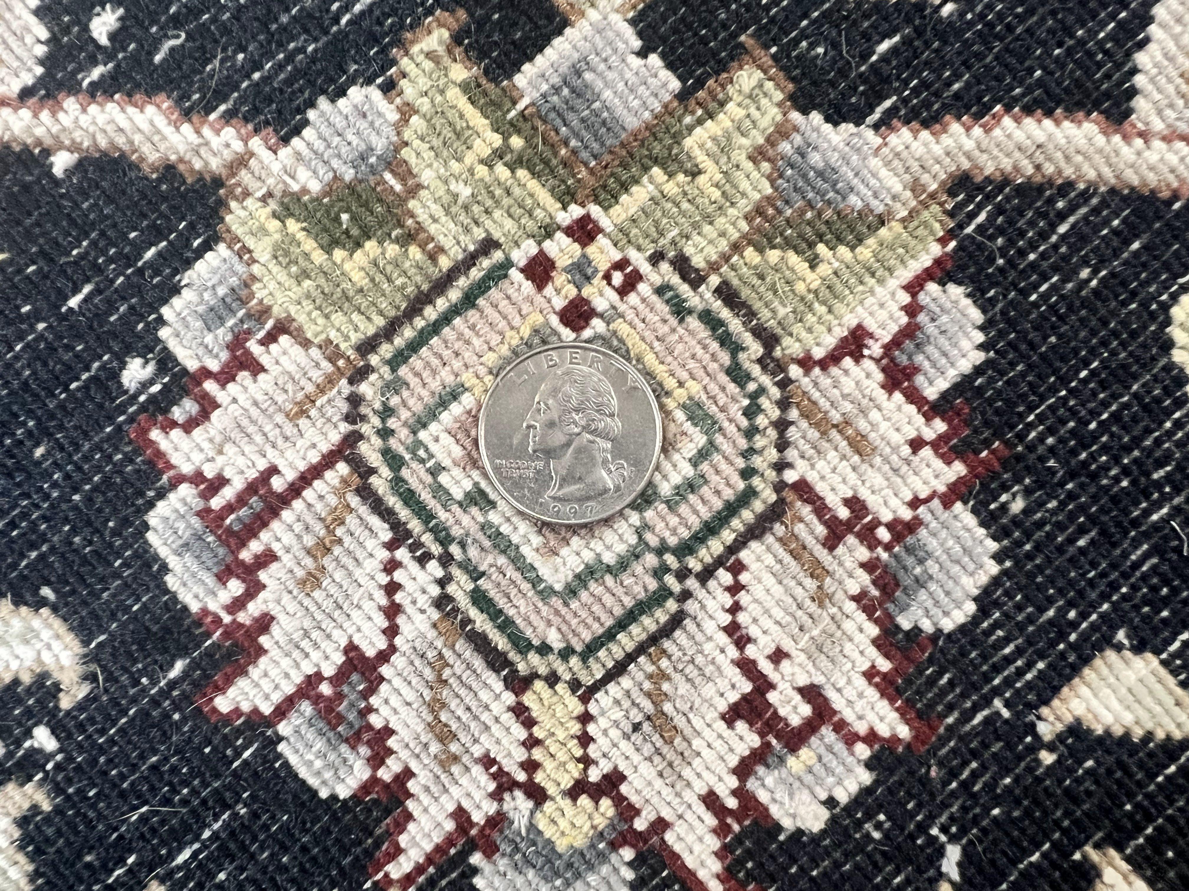 Sino Persian Rug 12x15, Ivory and Black, Floral Medallion Carpet, Large Palace Size Oriental Rug, Wool and Silk Highlights, Vintage Rug - Jewel Rugs