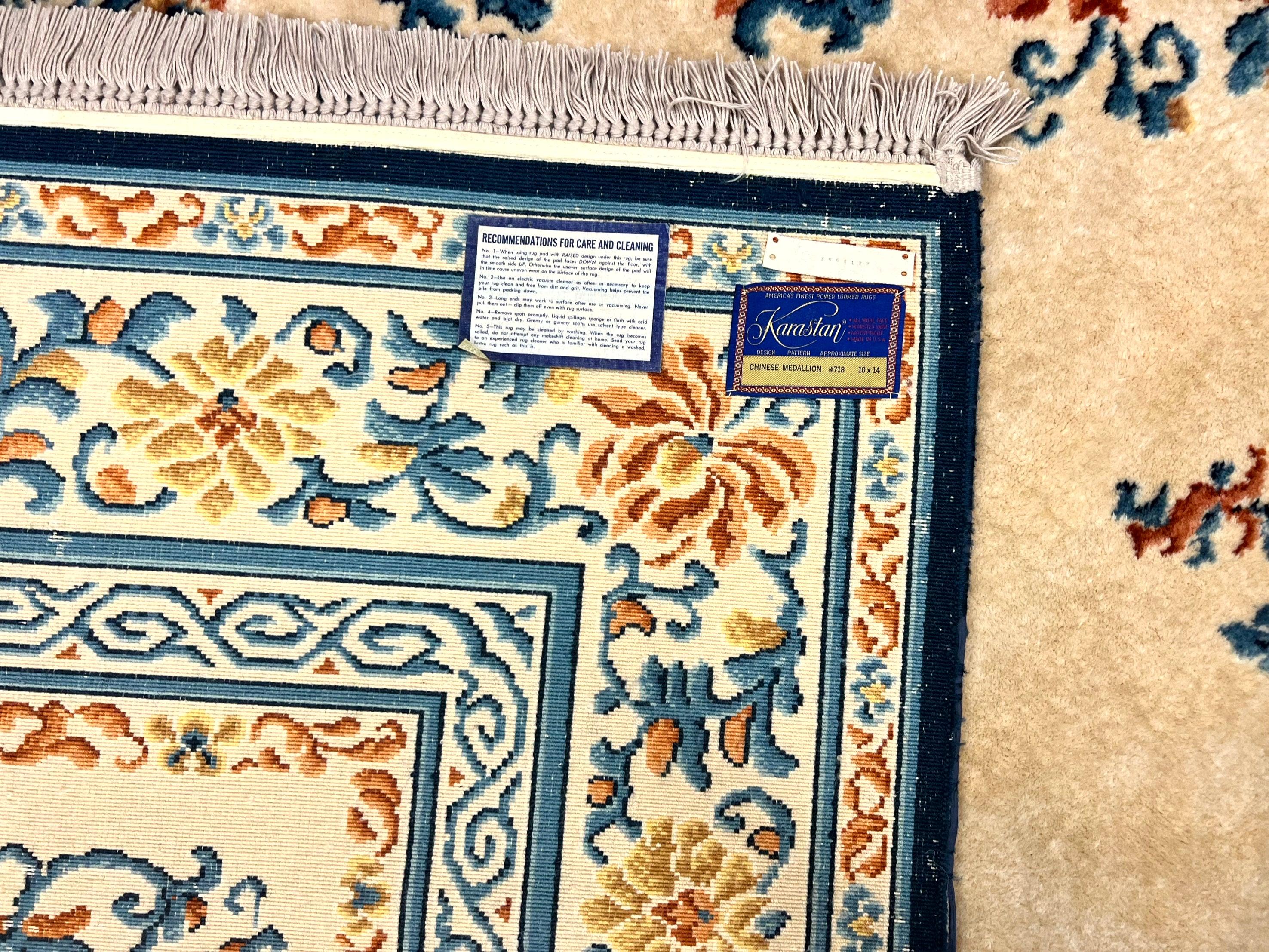 Karastan Rug 10x14 Chinese #718, Vintage Original 700 Series Wool Pile Karastan Carpet, Asian Oriental Rug, Rare - Jewel Rugs