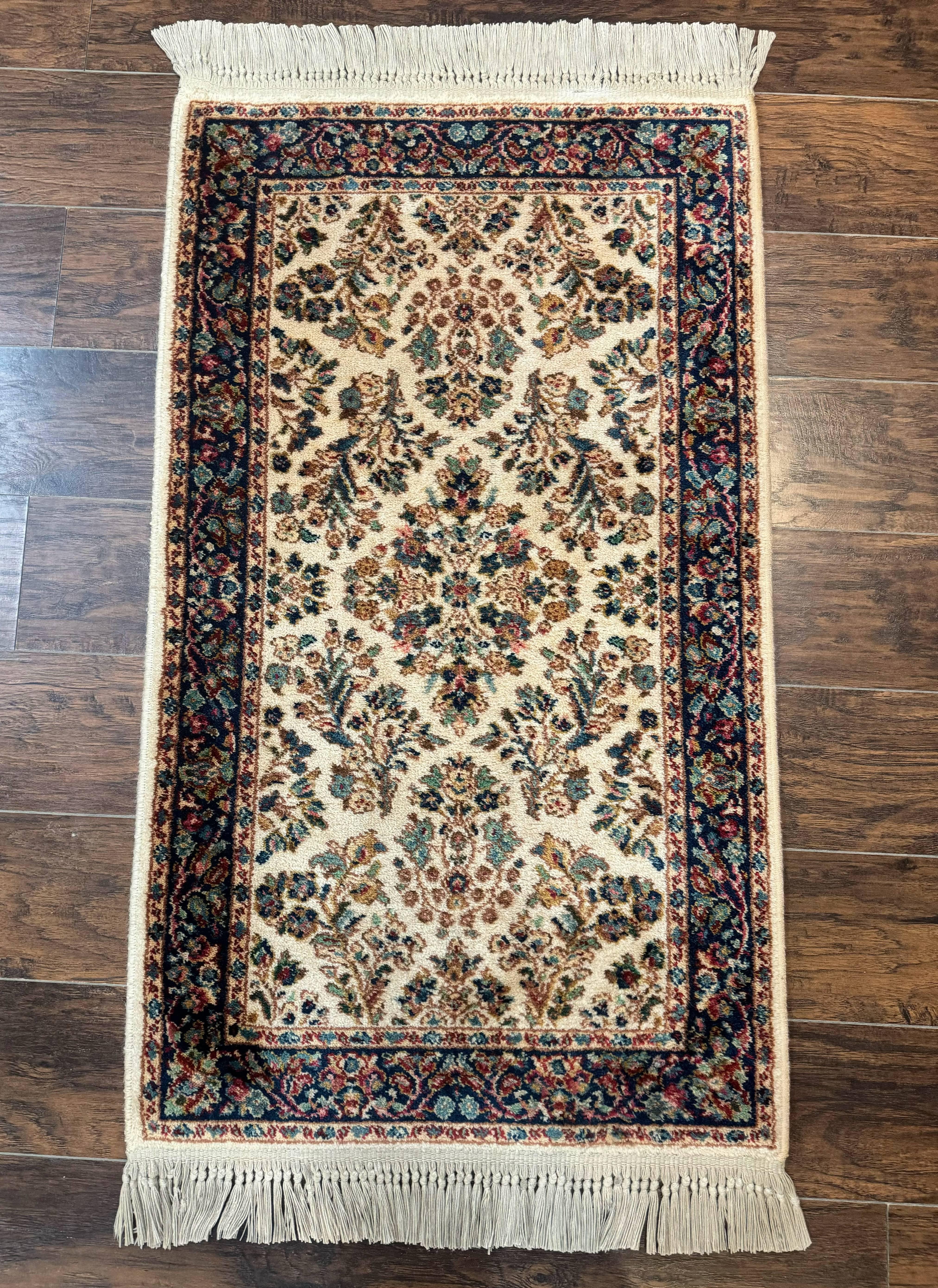 Karastan Rug 2.6 x 4, Karastan Ivory Sarouk #760, Vintage Wool Pile Small Karastan Carpet, Original Collection 700 Series Discontinued - Jewel Rugs
