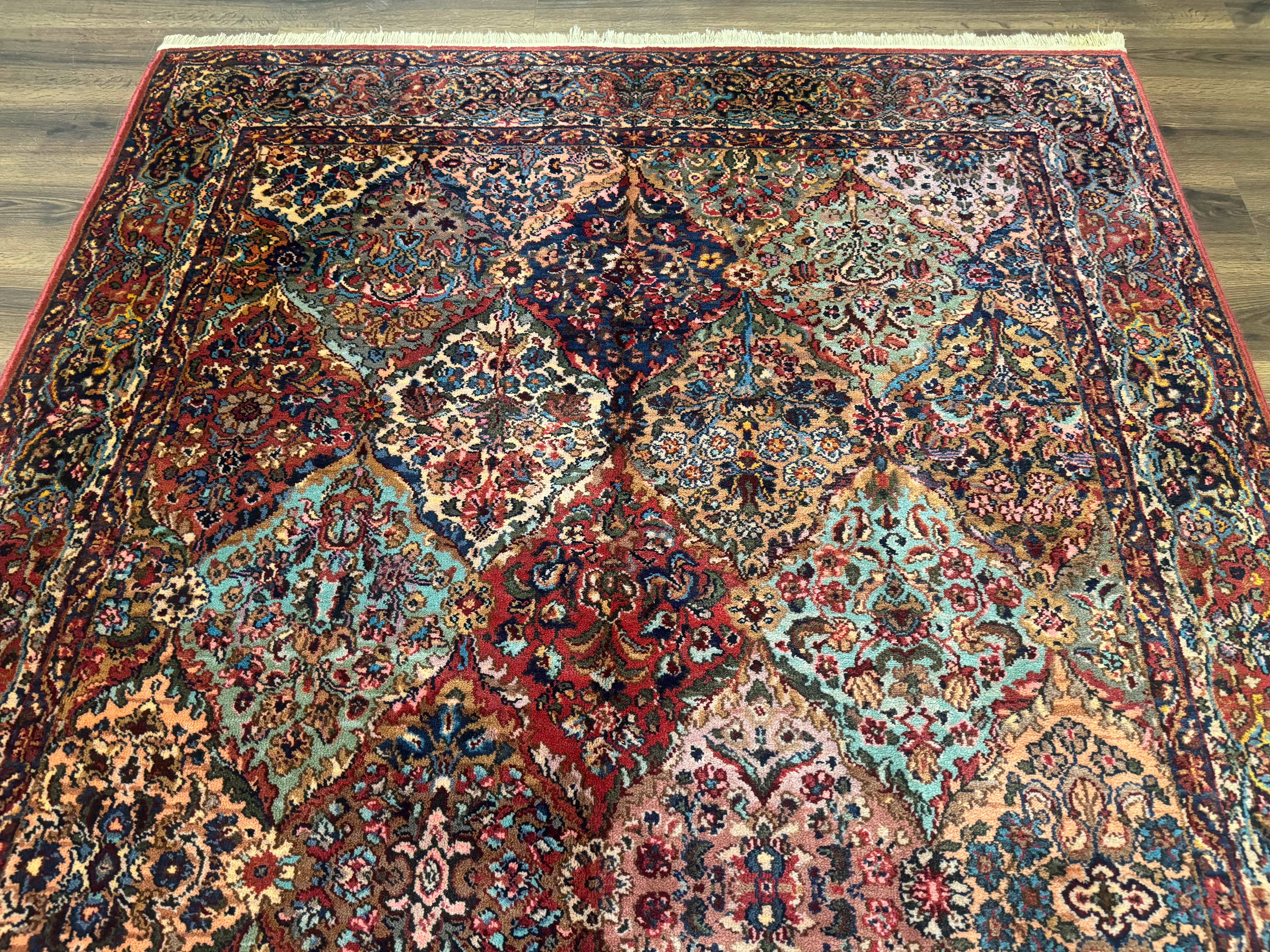 Karastan Rug 5.9 x 9, Multicolor Panel Kirman Rug #717, Wool Original Karastan Collection 700 Series - Jewel Rugs
