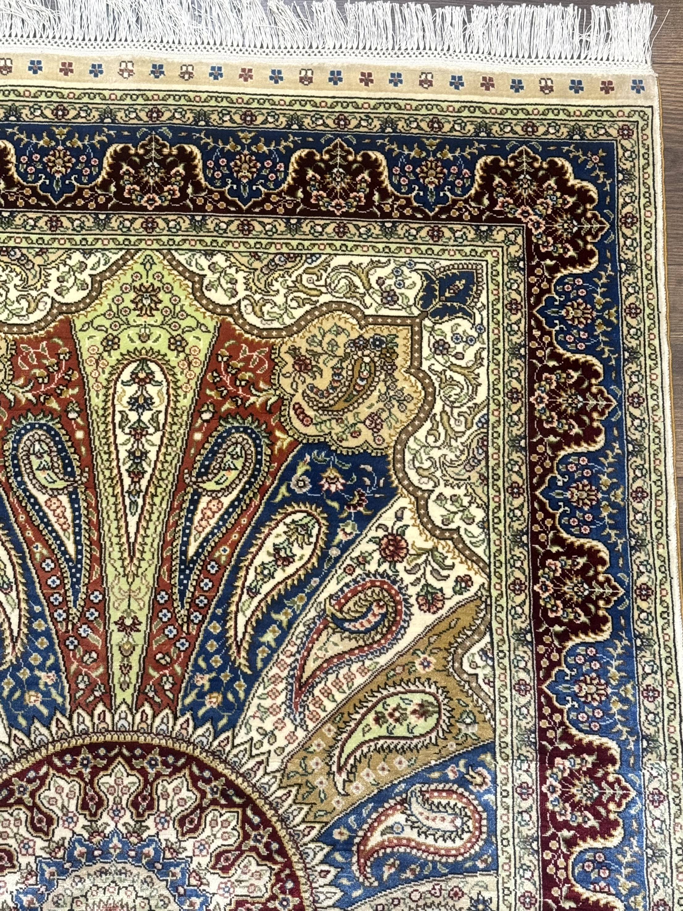 Colorful Turkish Silk Hereke Rug 3x5 with Signature, Unique Design, Very Fine 340 KPSI - Jewel Rugs