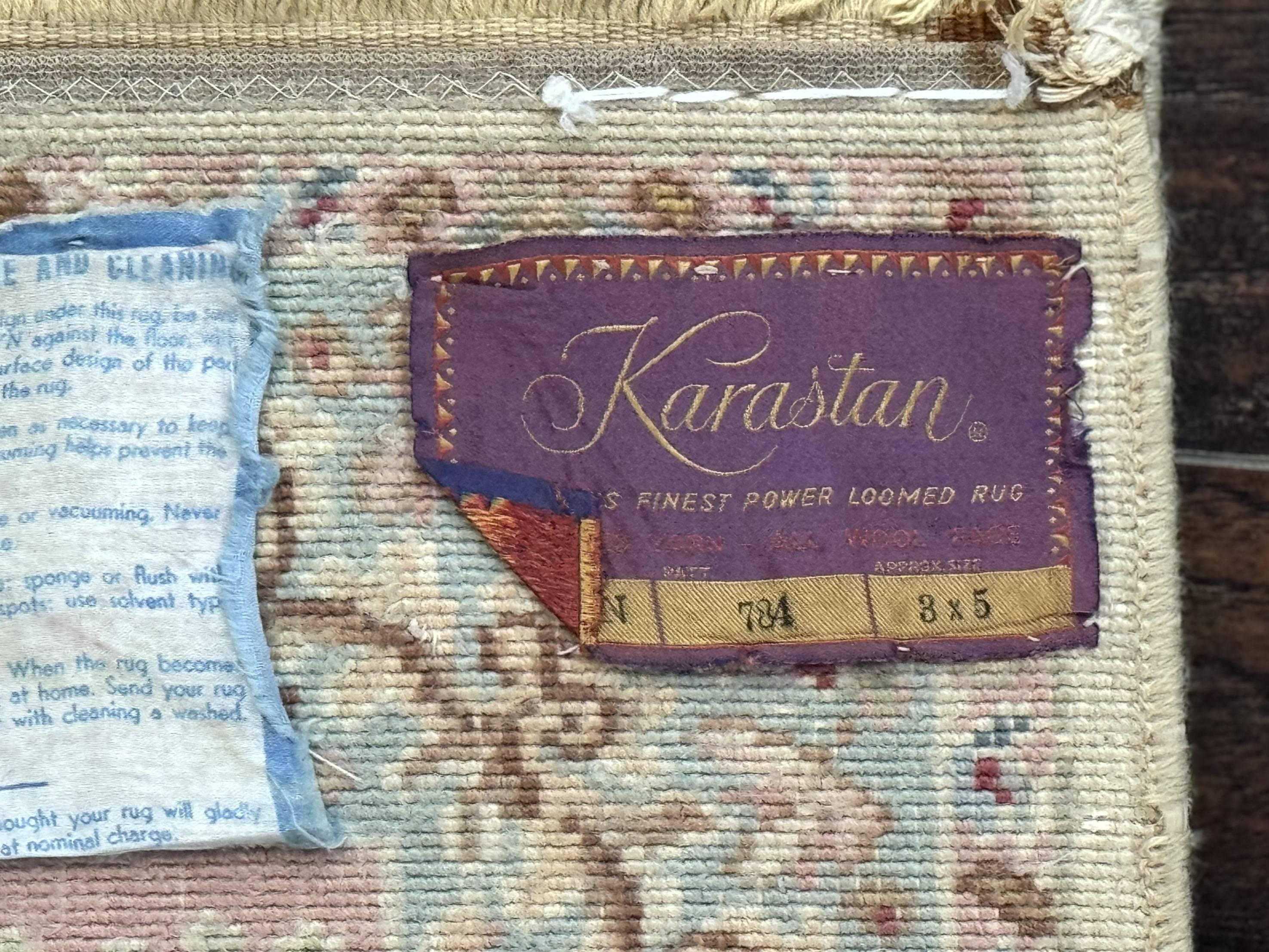 Karastan Rug 3x5, Pastel Ivory Kirman Rug #784, Wool Karastan Carpet, Original 700 Series, Vintage Karastan Area Rug, Discontinued - Jewel Rugs