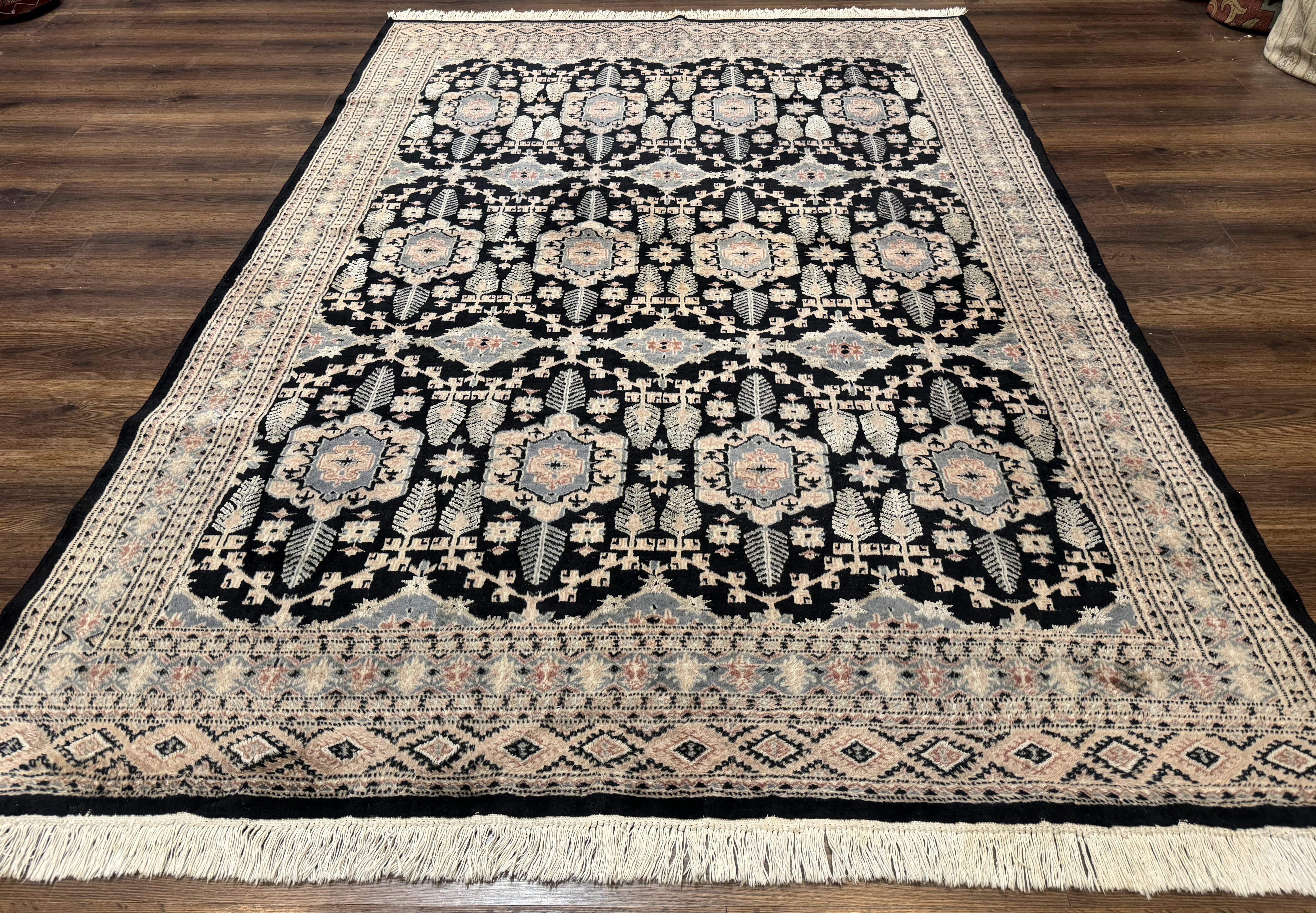 Turkoman Bokhara Rug 6x9, Pakistani Carpet, Black, Hand Knotted - Jewel Rugs