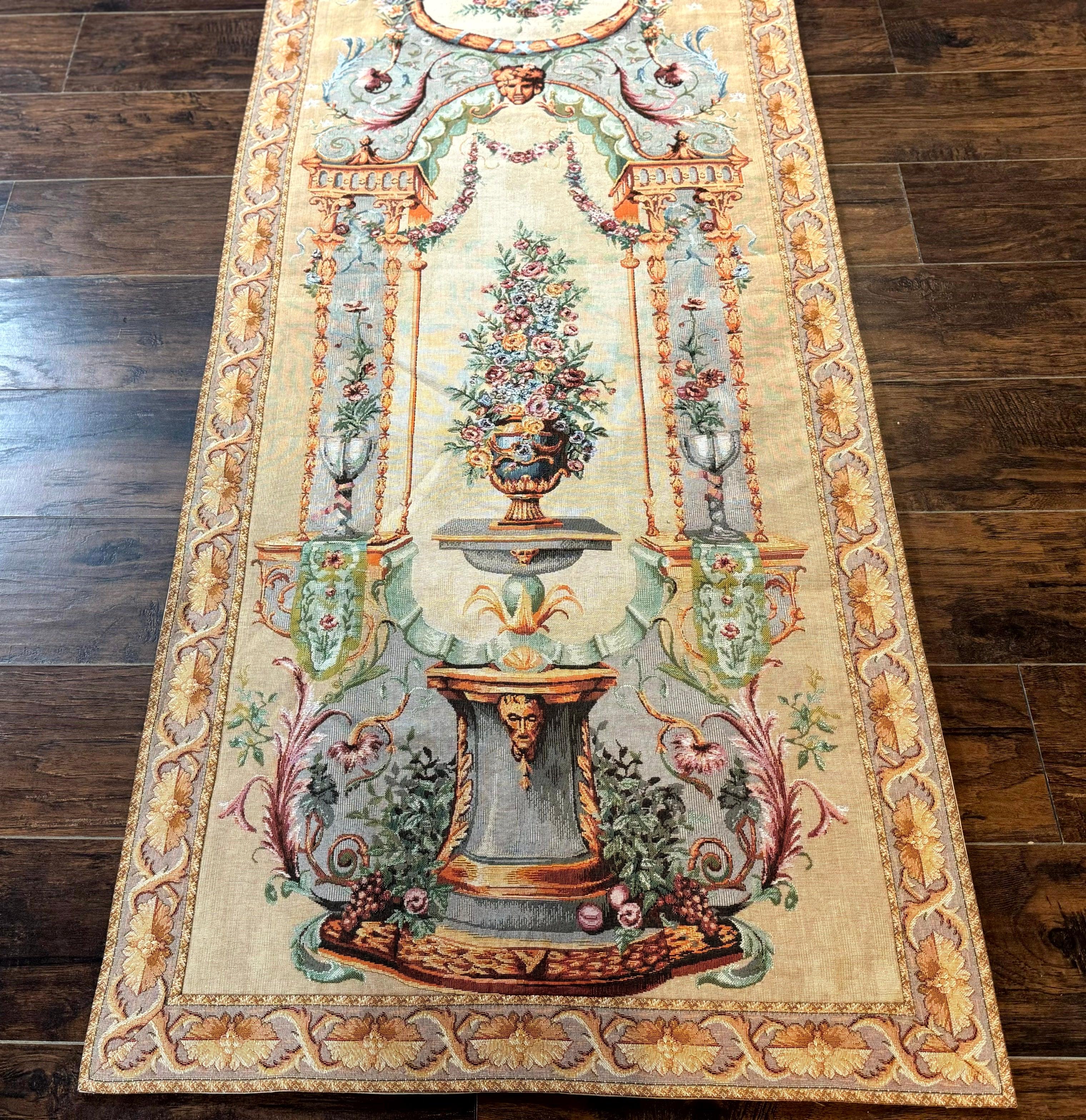 French Tapestry 3x6, Vertical Hanging Tapestry, French Garden, European Design, Elegant, One of Pair - Jewel Rugs