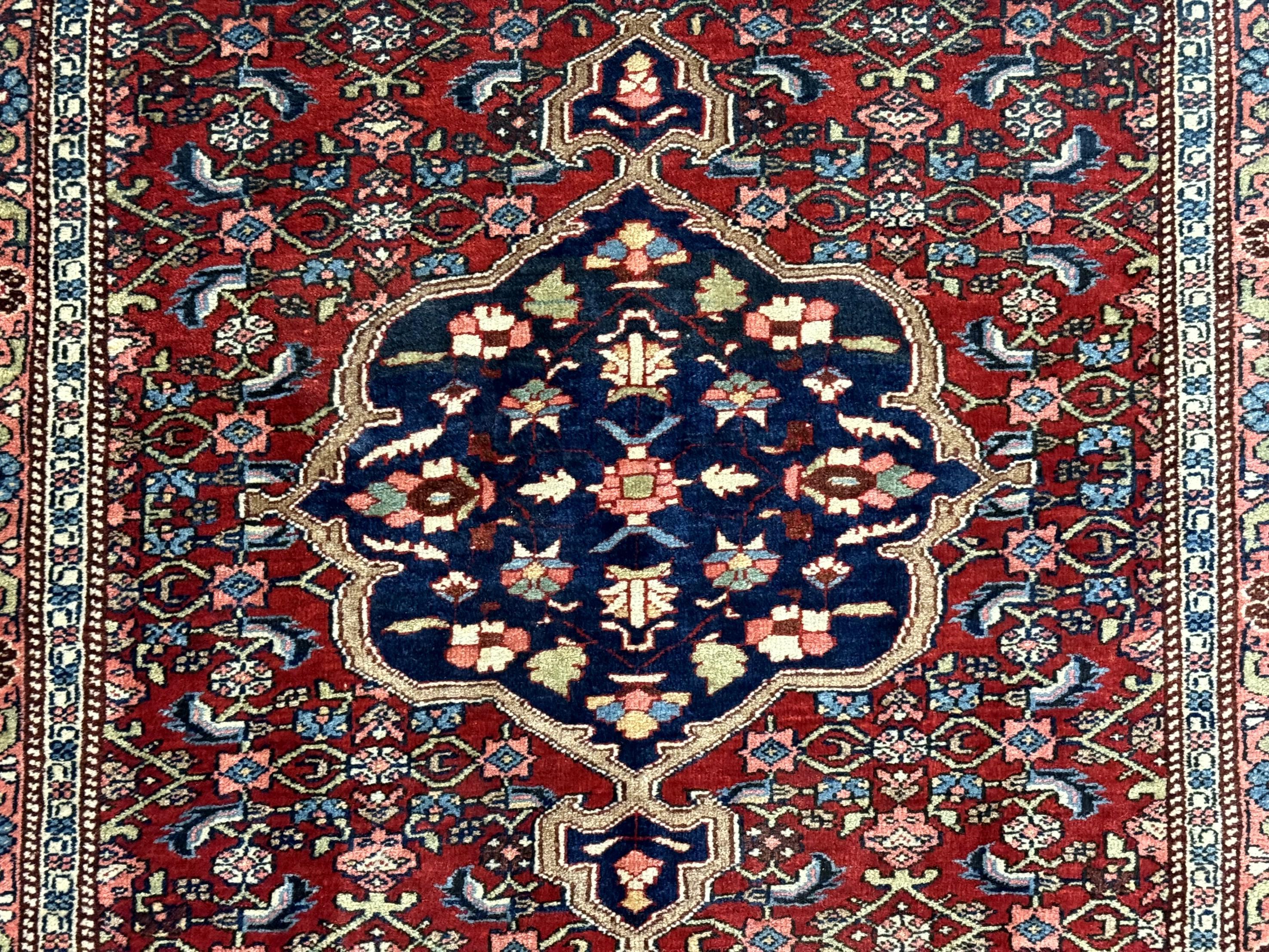 Persian Bidjar Rug 2.7 x 4, Red and Navy Blue, Small Persian Area Rug, Semi Antique - Jewel Rugs