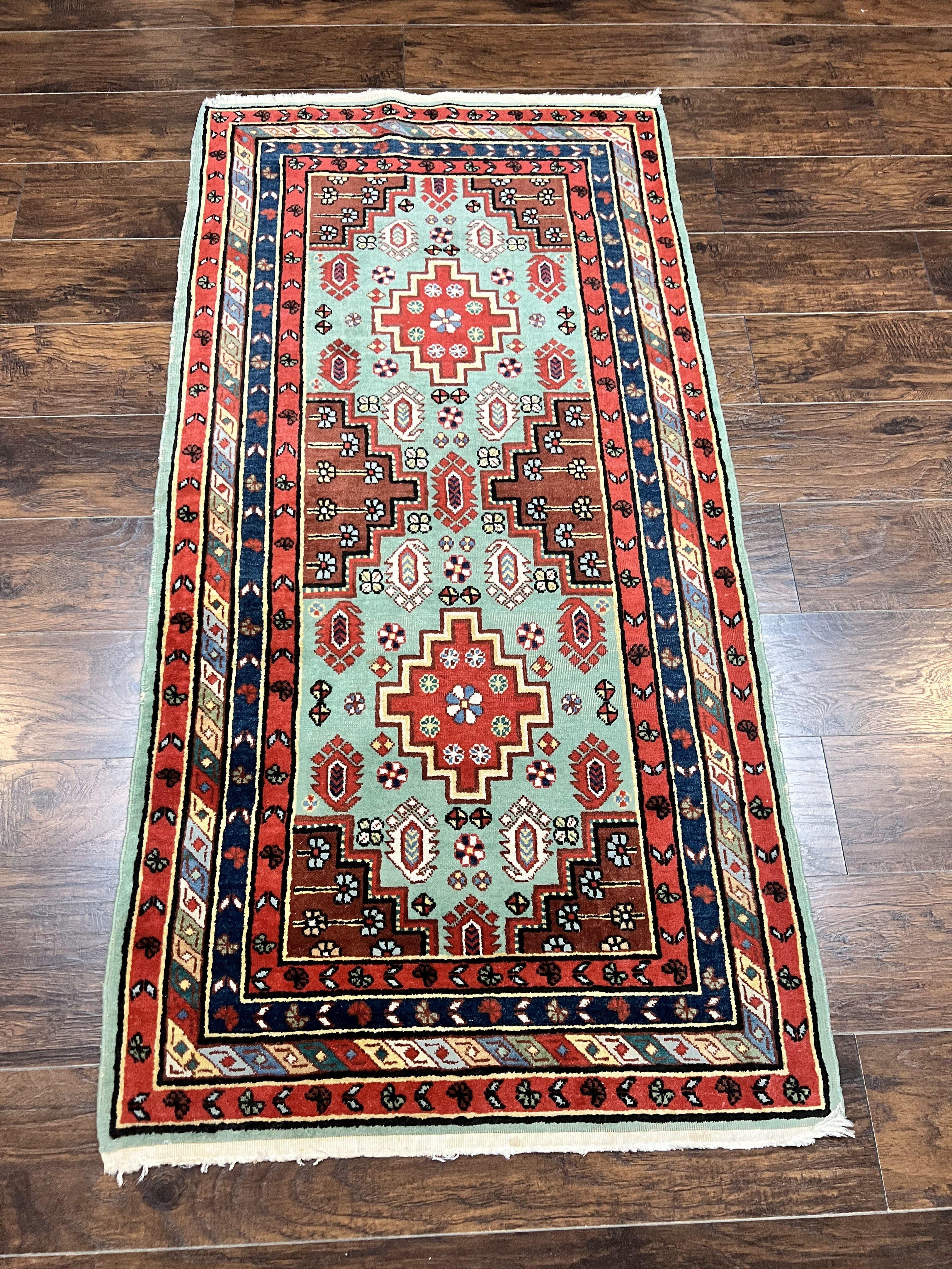 Colorful Turkish Rug 3x6, Geometric Heriz Oriental Carpet, Wool Hand Knotted Vintage Carpet, Oriental Rug 3 x 6 - Jewel Rugs