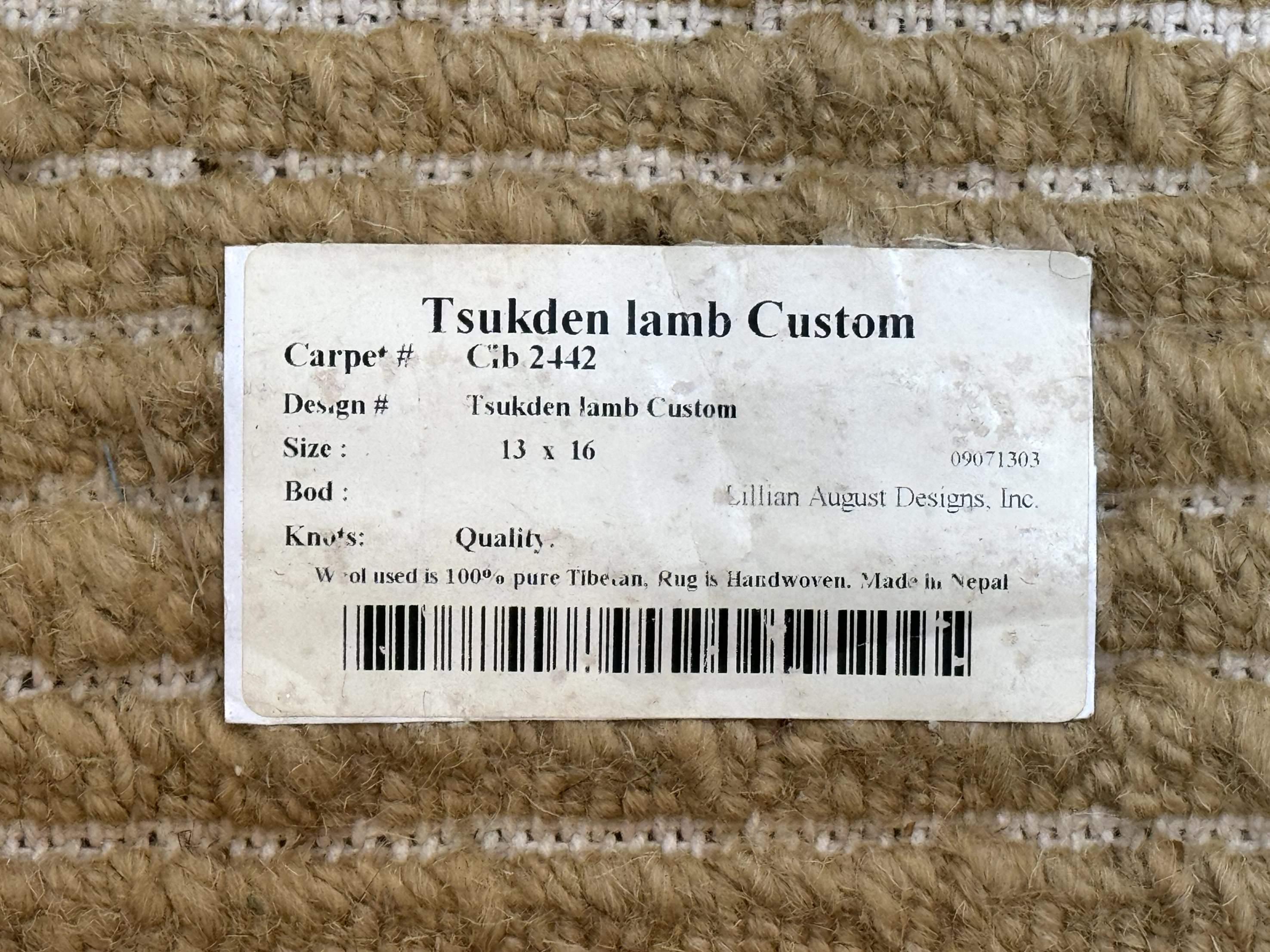 Modern Nepali Rug 13 x 15.6, Palace Size Wool Custom Made Rug, Tan, Large Nepali/Tibetan Carpet - Jewel Rugs