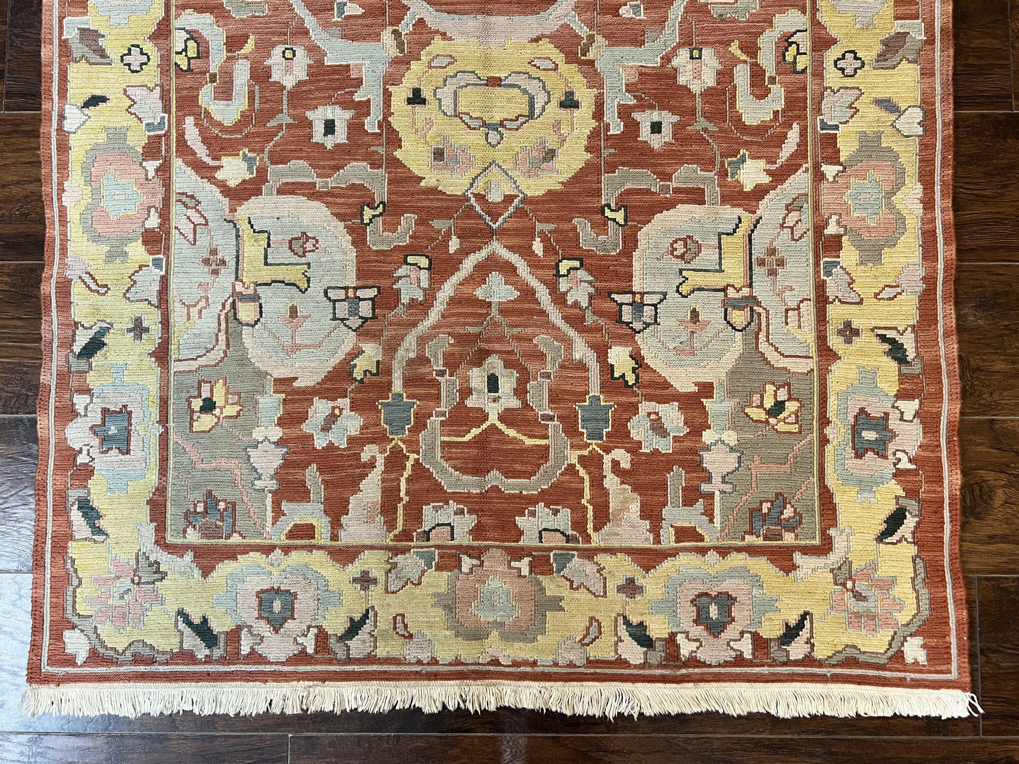 Turkish Flatweave Kilim Rug 4x6, Geometric Wool Handmade Carpet, Vintage - Jewel Rugs