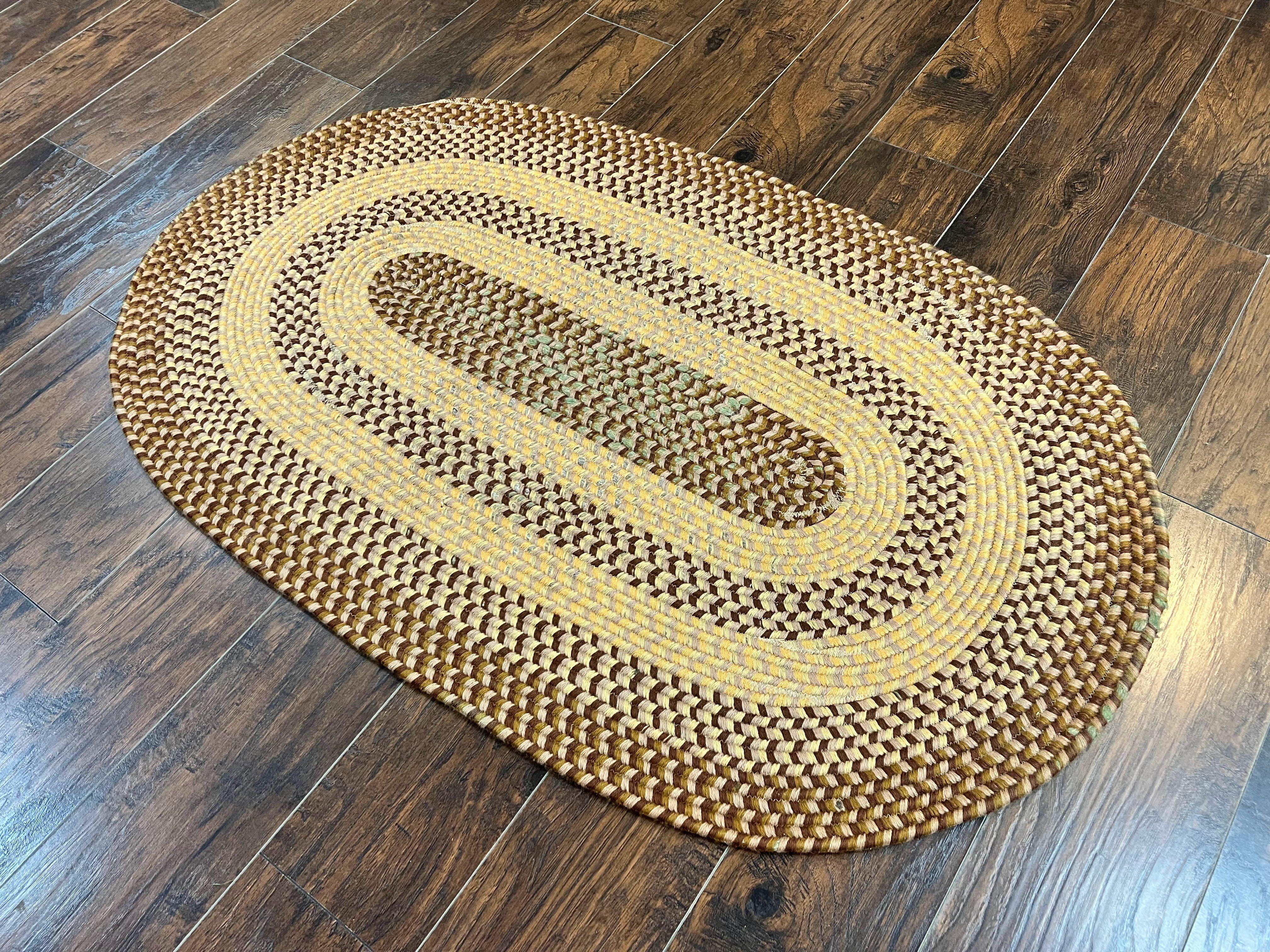 Oval Braided Rug 3x5, Multicolor Oval Rug, Wool Braided Rug, Hand Woven, Vintage Wool Handmade Braided Rug, Small American Braided Rug - Jewel Rugs