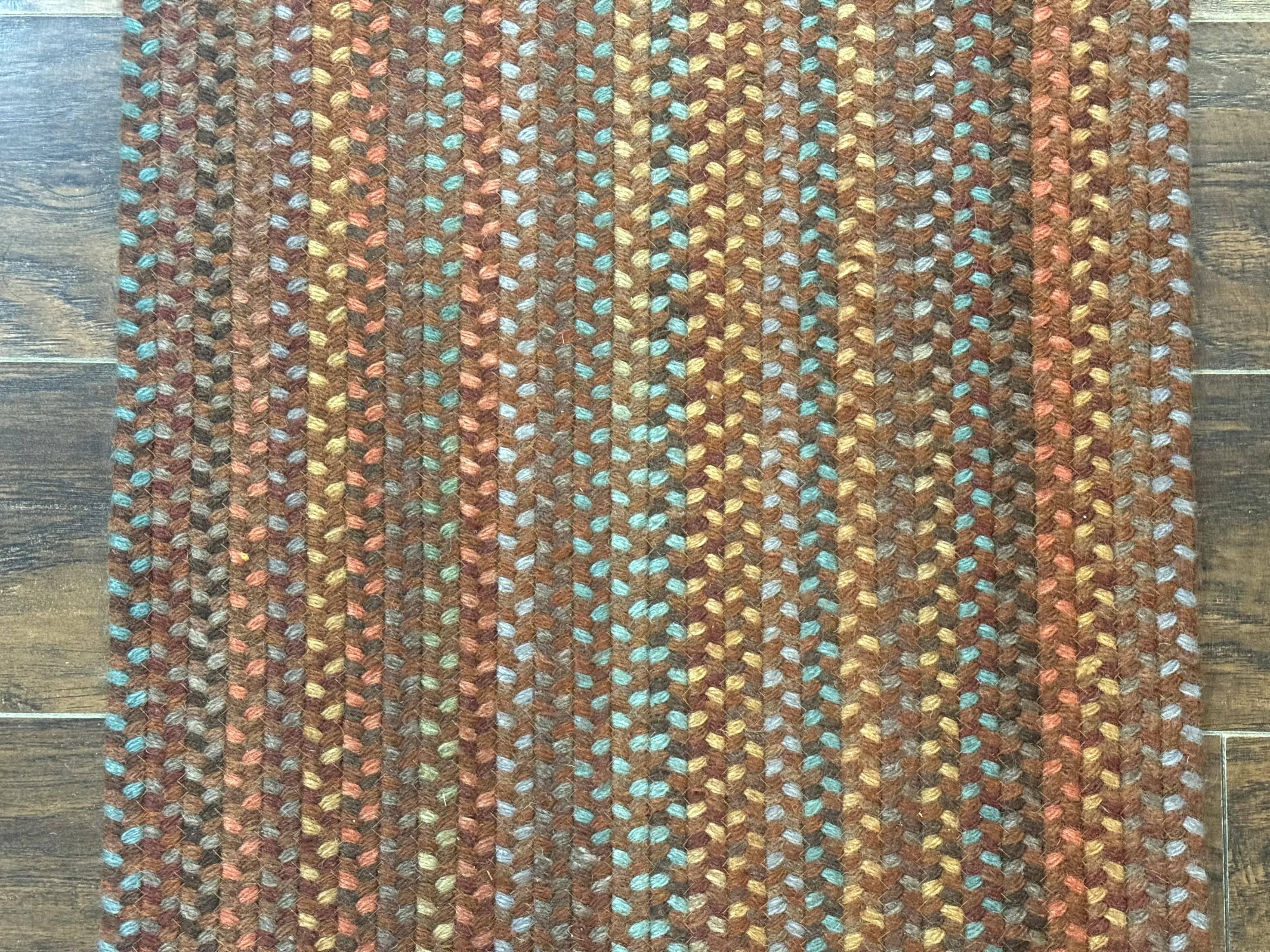 American Braided Runner Rug 2 x 9, Multicolor Vintage Hand Braided Runner 2x9 ft, Oval Braided Runner, Rare Size - Jewel Rugs