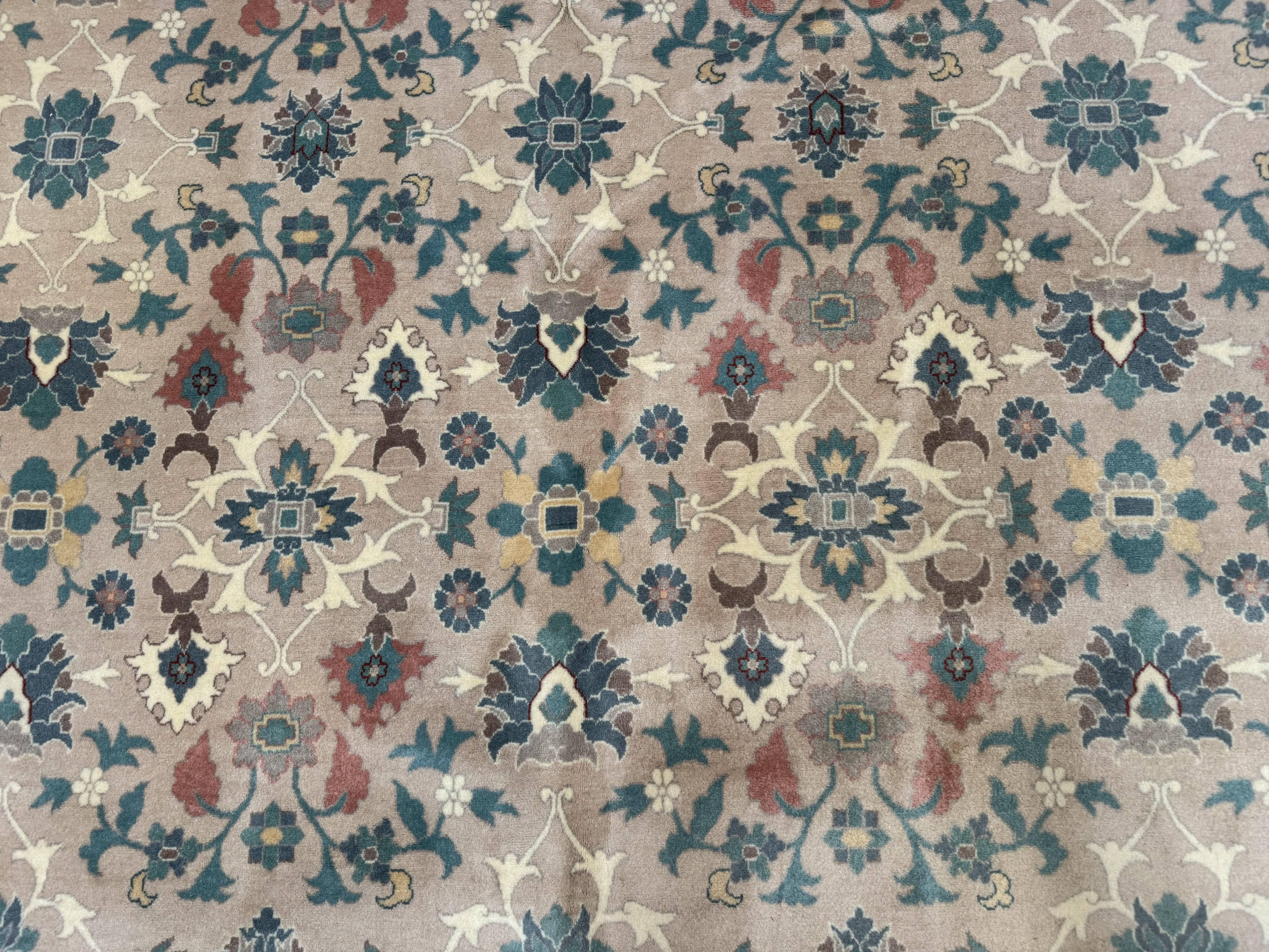 Palace Size Wool Rug 10x18, Sino Persian Kerman Rug, Oversized Hand Knotted Carpet, Light Taupe, Allover Pattern - Jewel Rugs