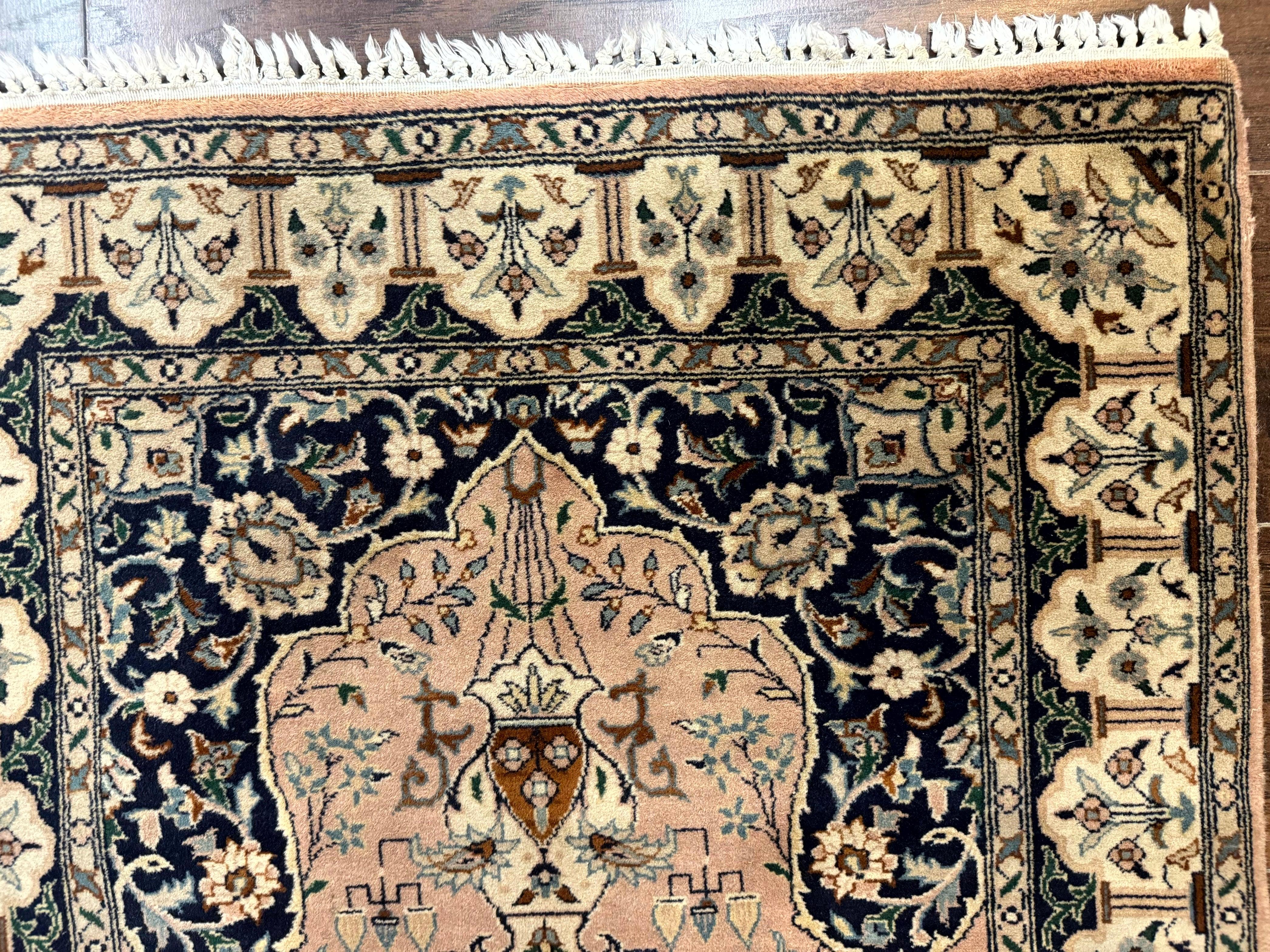 Small Tree of Life Prayer Rug, Pak Persian Rug 2.7 x 4, , Birds, Lantern, Handmade Vintage Fine 260 KPSI - Jewel Rugs