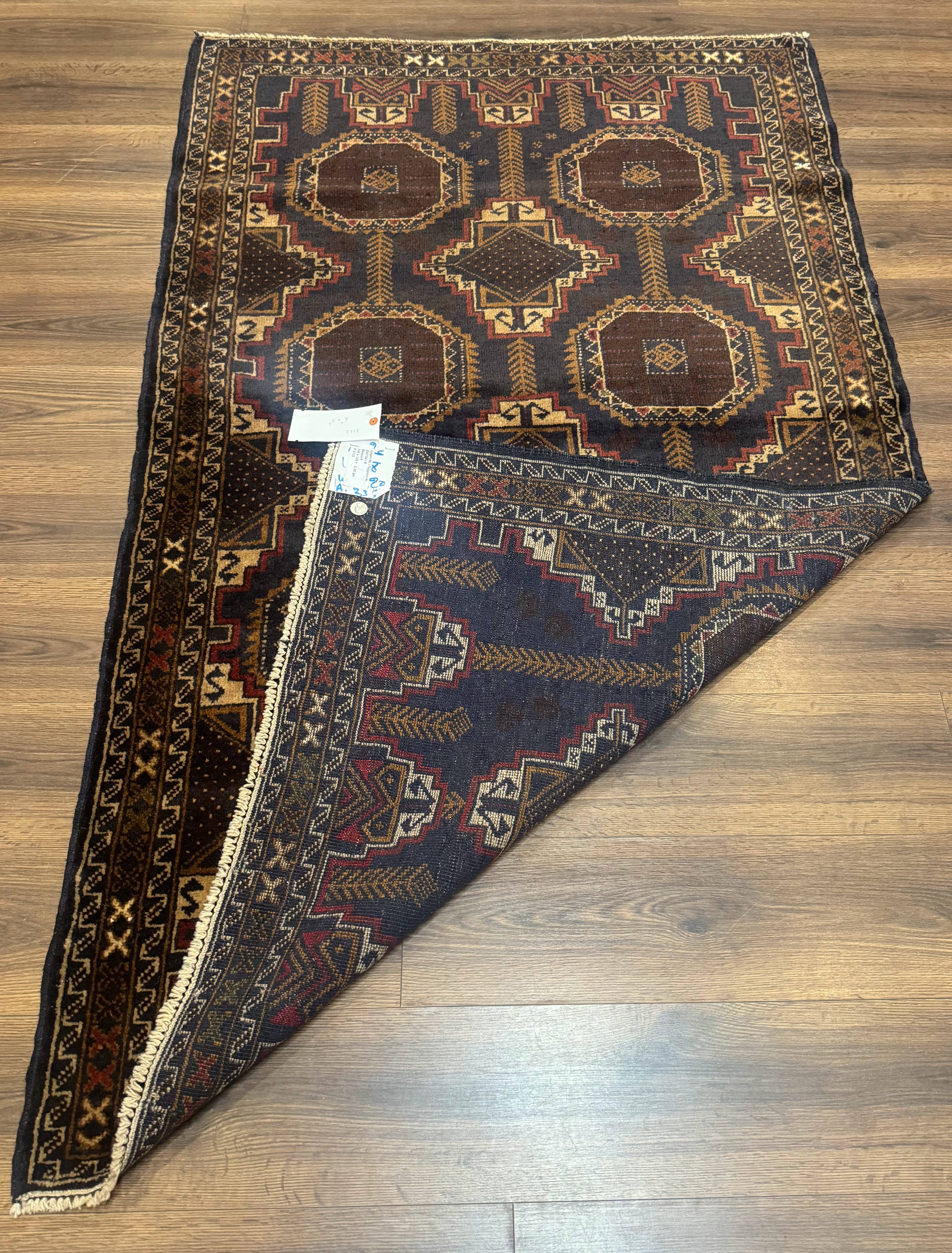 Navy Blue Afghan Balouch Rug 4x6, Handmade, New - Jewel Rugs