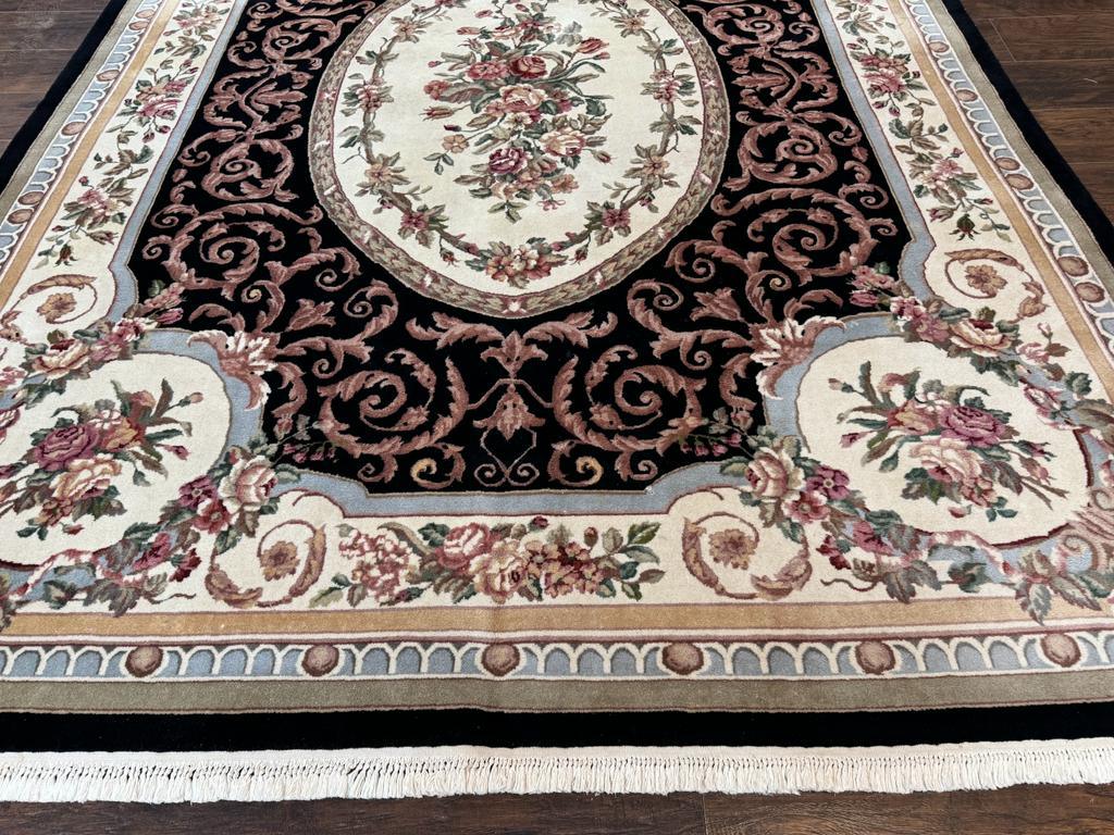 Aubusson Rug 8x10, Floral, Wool Pile, Elegant, European Design, Handmade, Fine - Jewel Rugs