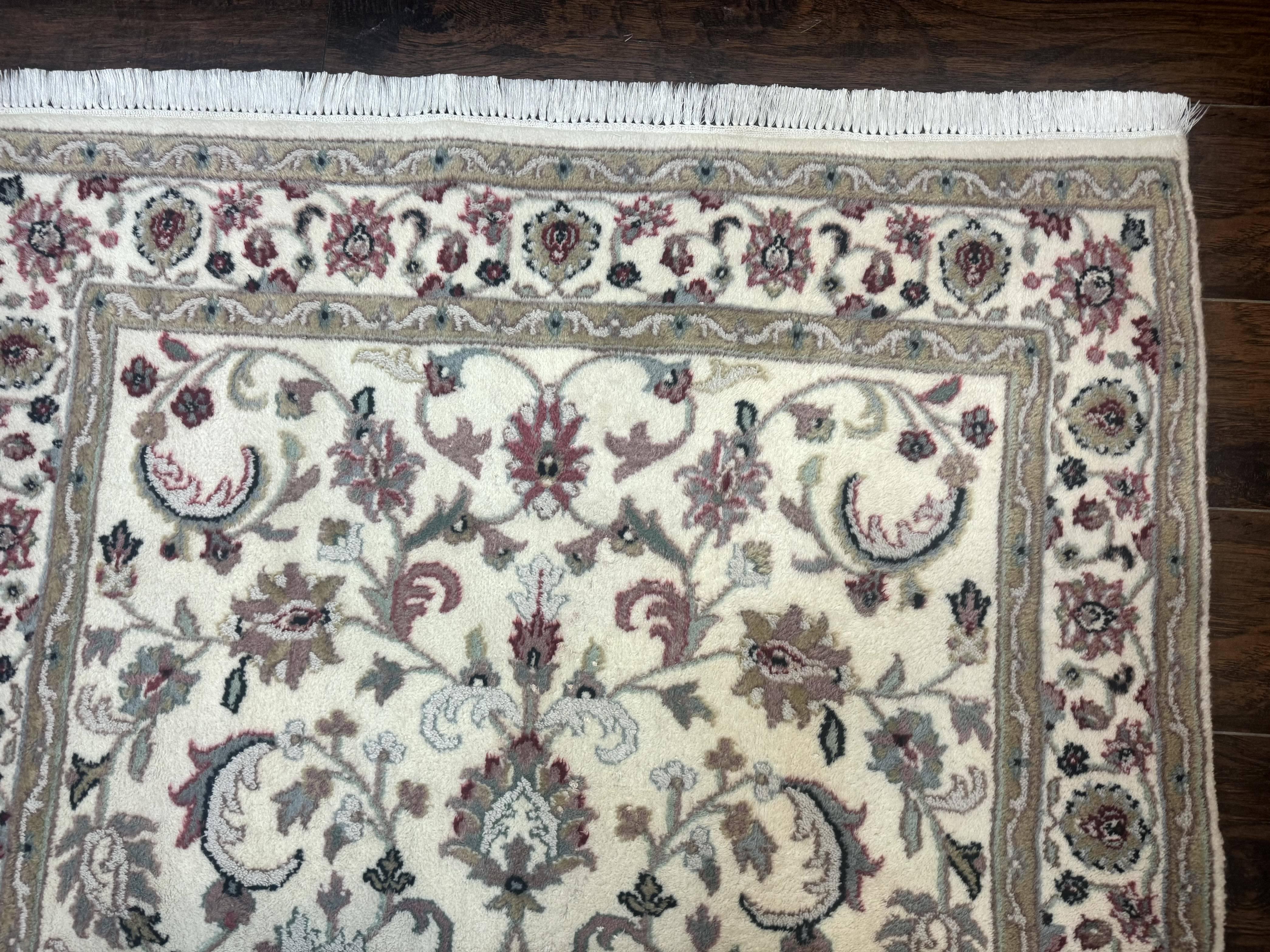 Indo Persian Rug 4x6, Floral Design, Wool Handmade Area Rug - Jewel Rugs