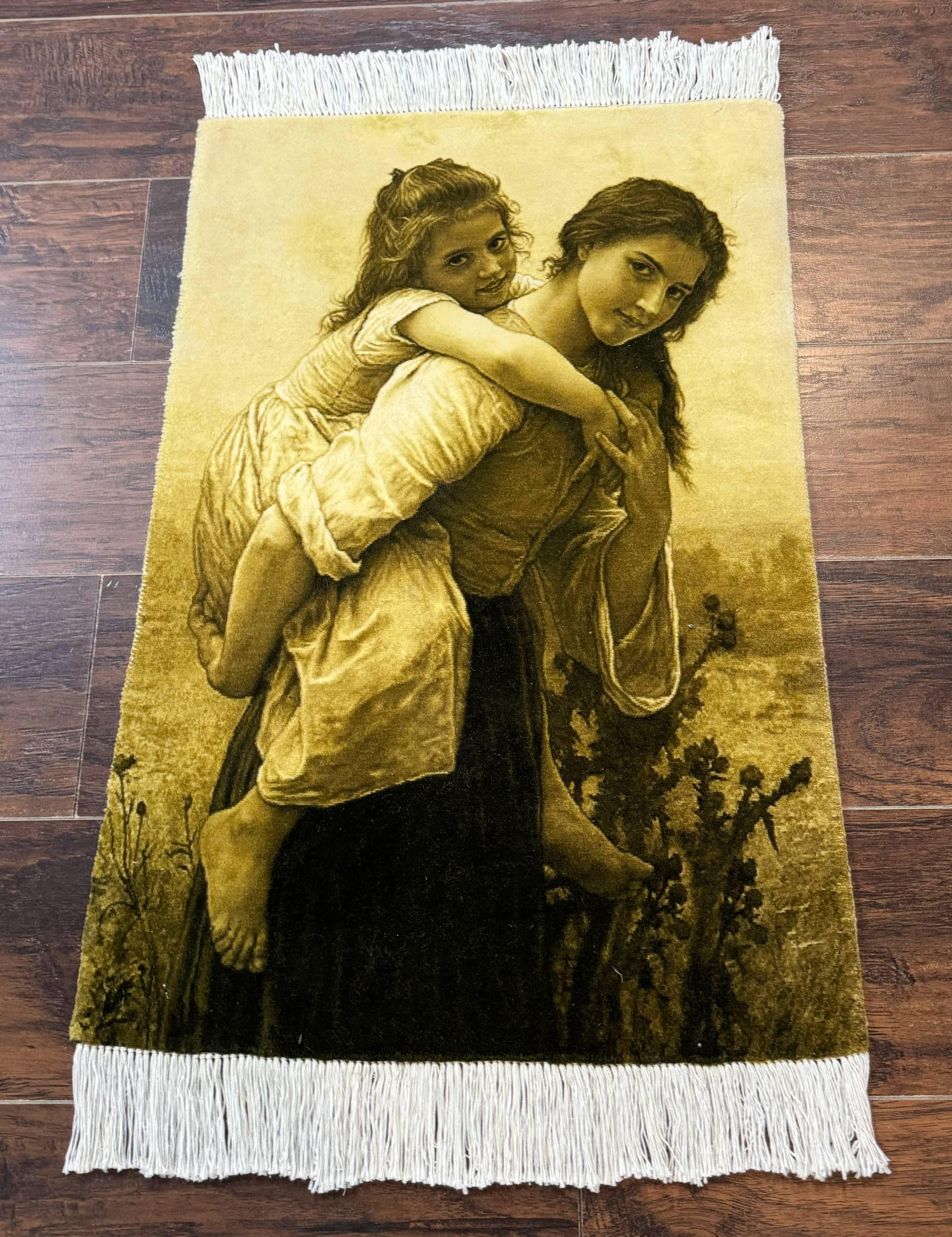 Persian Pictorial Rug 2x3, Very Fine 380 KPSI, Persian Tabriz Rug - Jewel Rugs