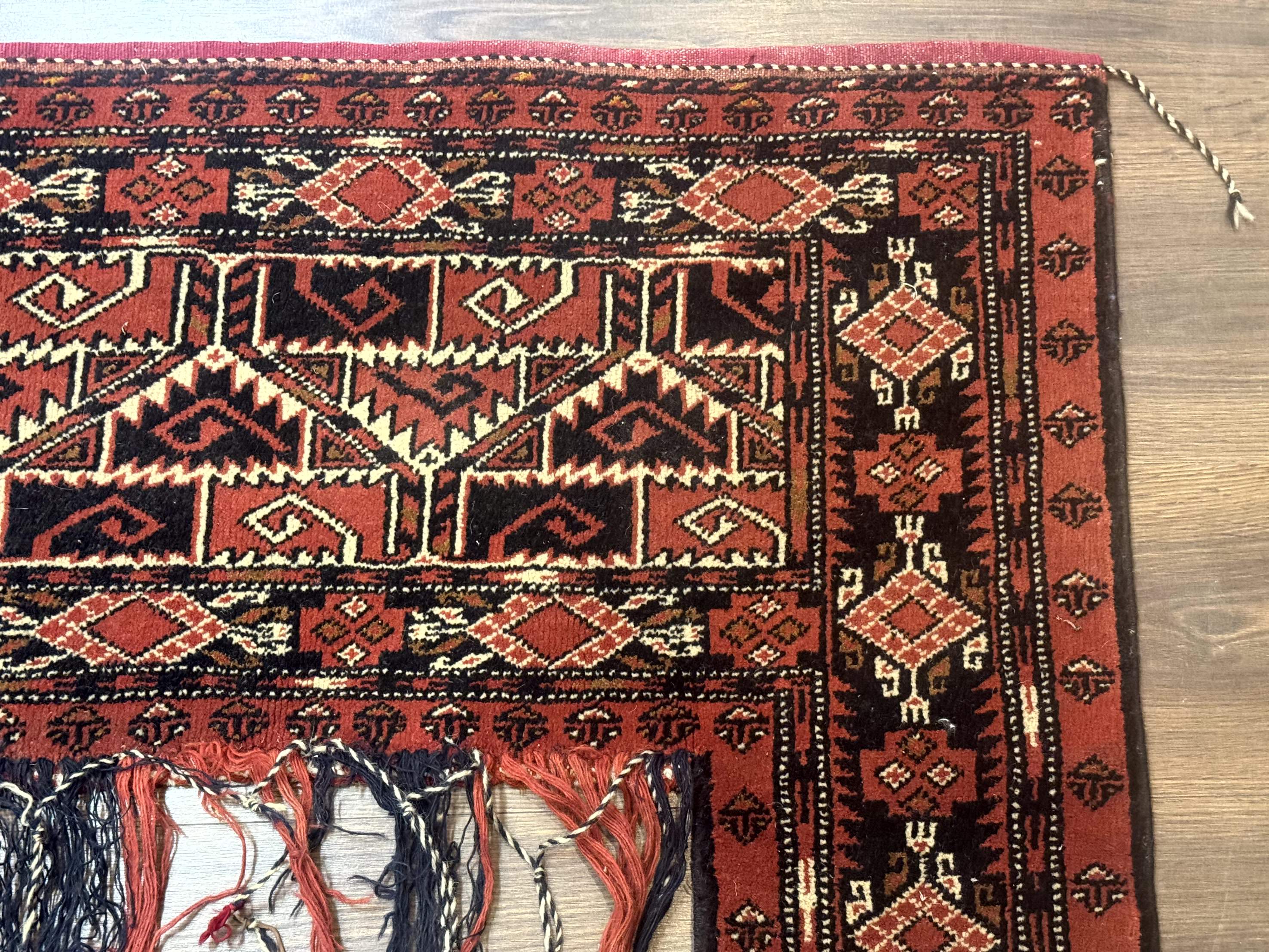 Persian Turkoman Tribal Door Hanging, Tent Header, Wool, Handmade, Red Black, Tribal Collectible - Jewel Rugs