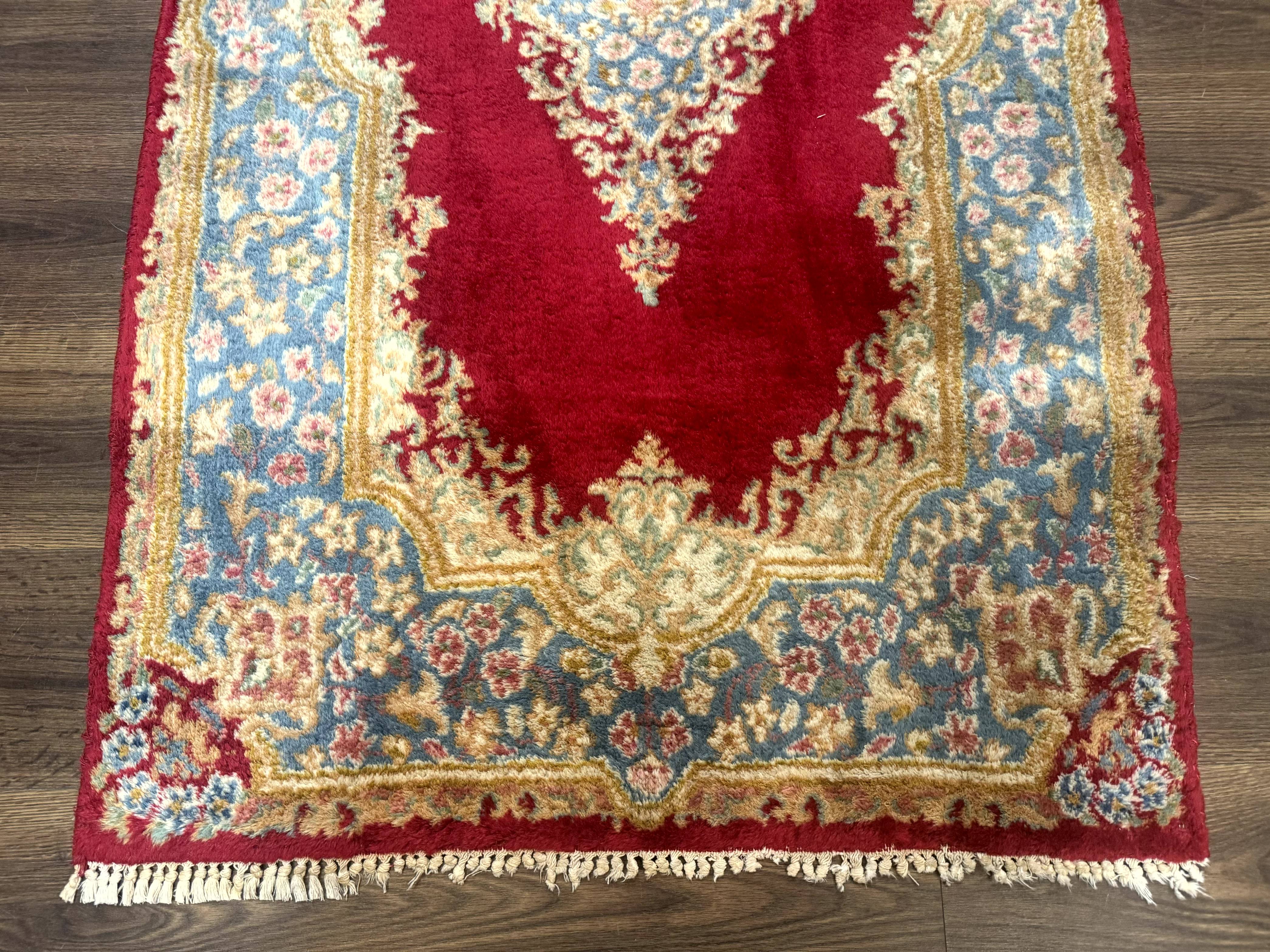 Red Persian Kerman Rug 3x5, Semi Open Field, Handmade - Jewel Rugs