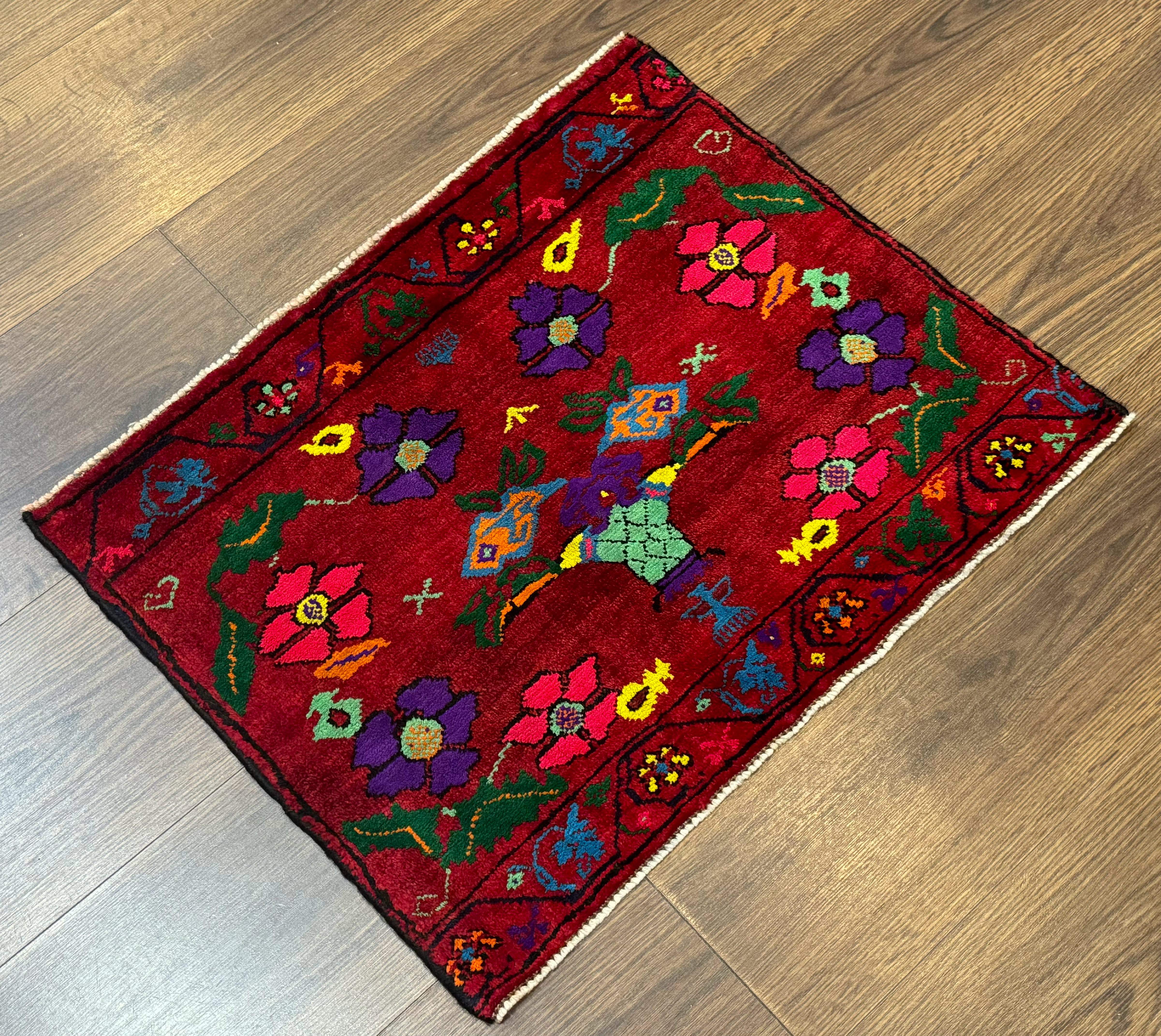 Small Persian Baluch Tribal Rug, Red, Floral, Tribal - Jewel Rugs