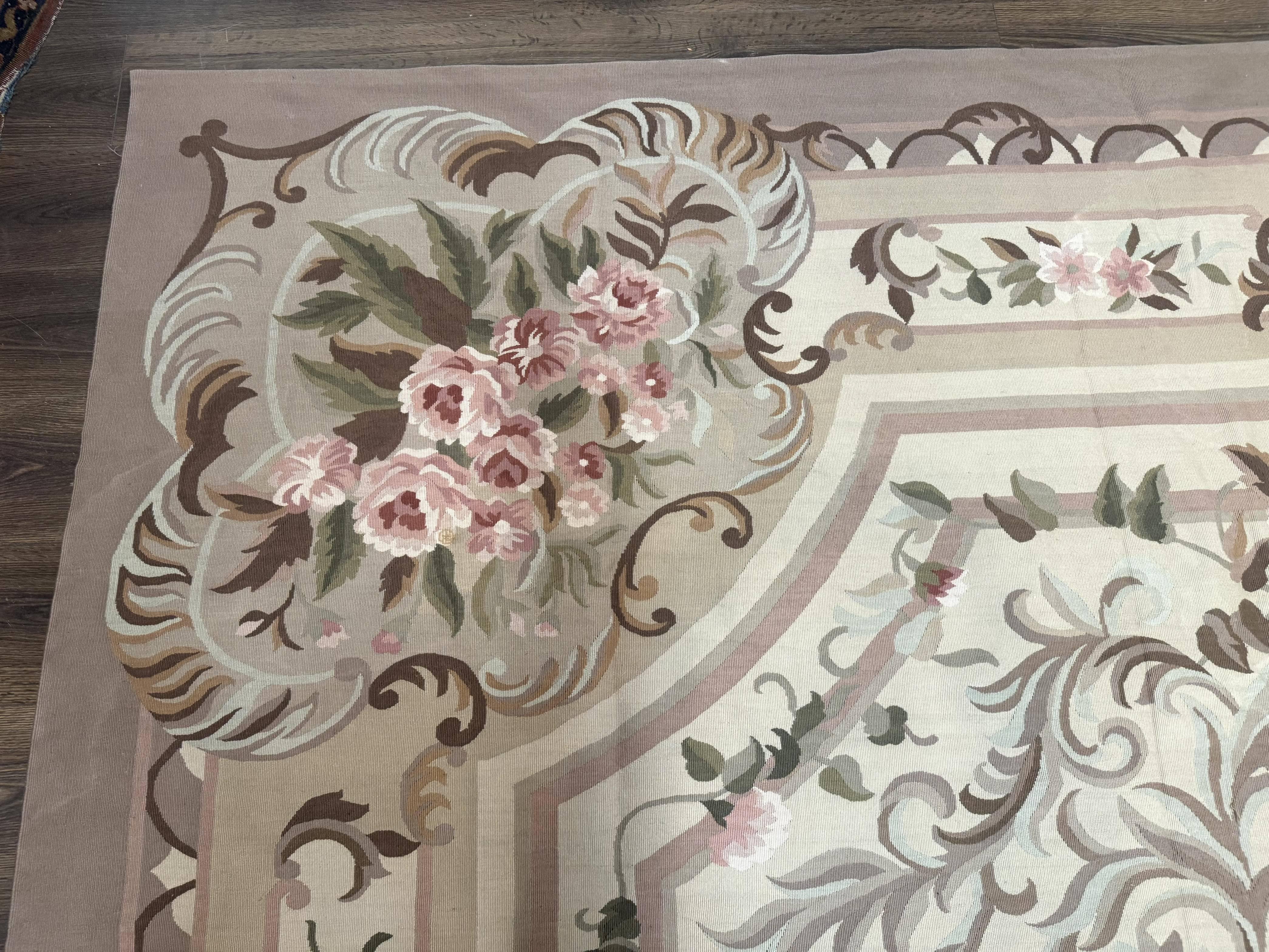 Palace Sized Aubusson Rug 13 x 20, Flatweave Aubusson Weave, Oversized Rug, European French Elegant Design - Jewel Rugs