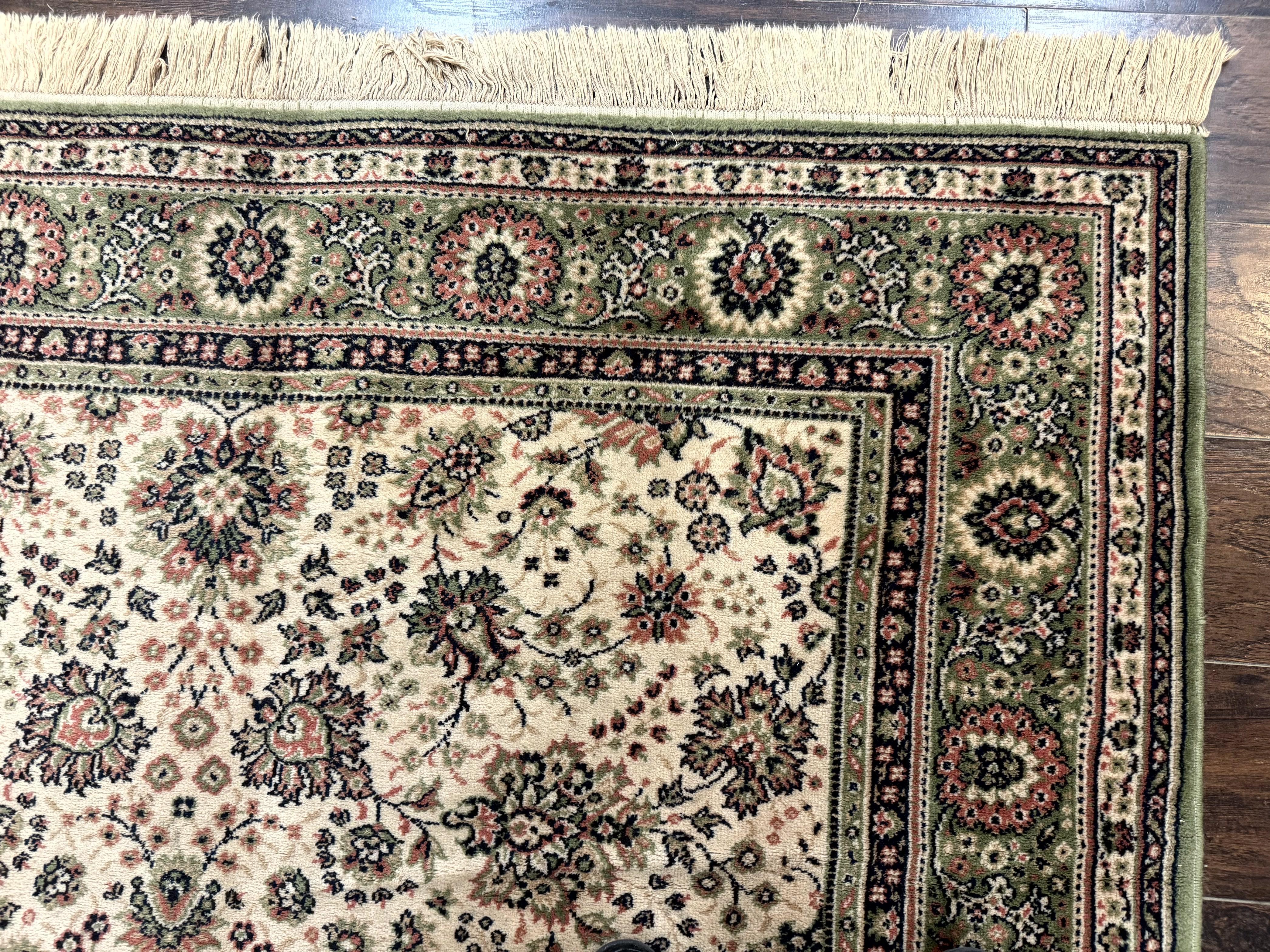 Couristan Rug 6x8, Vintage Belgium Power-Loomed Wool Oriental Carpet, Beige and Green, Allover Floral Area Rug - Jewel Rugs