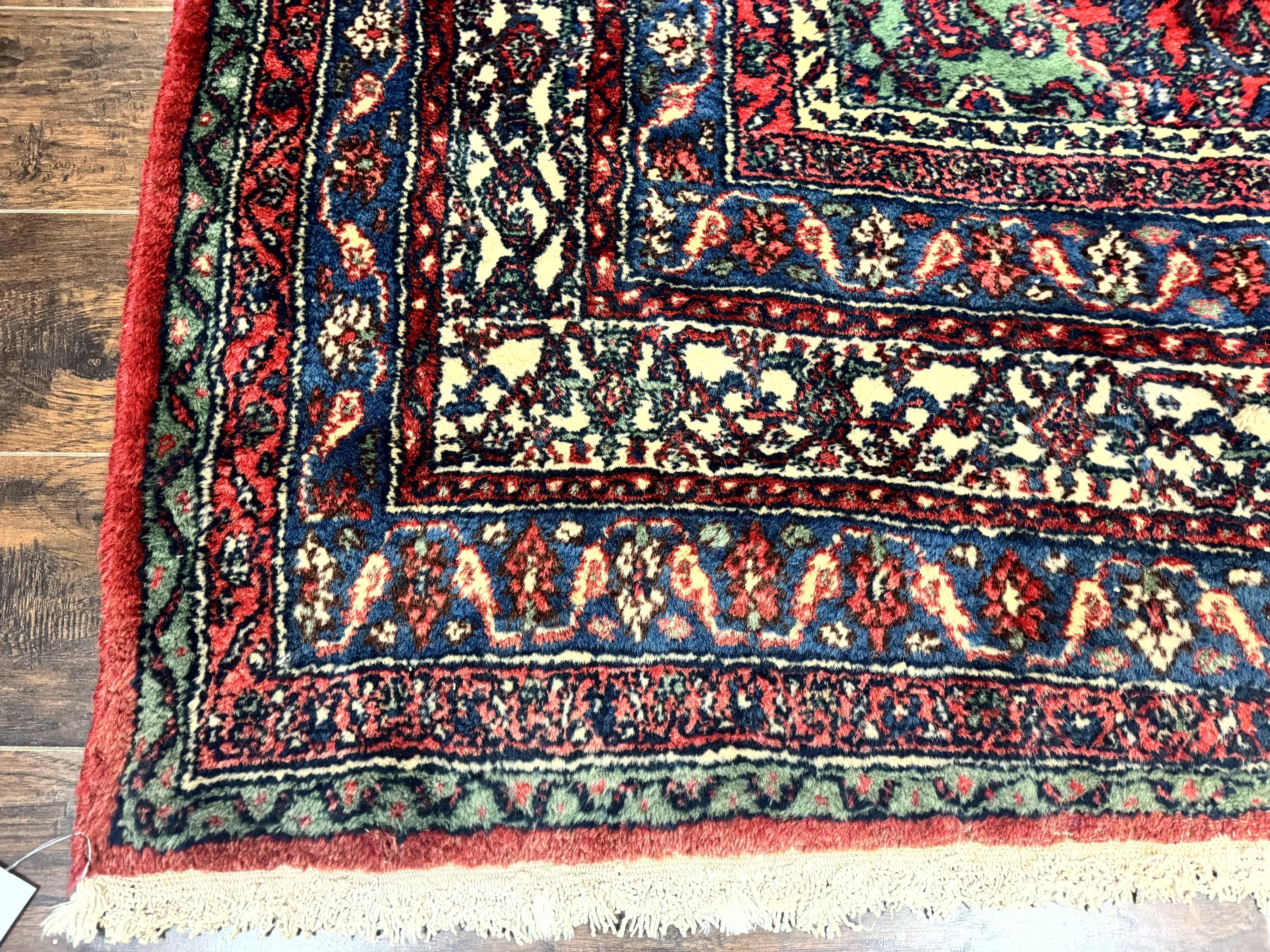 Antique Persian Hamadan Tribal Rug 8x10, Red and Ivory, Medallion Rug, Wool Handmade Carpet - Jewel Rugs