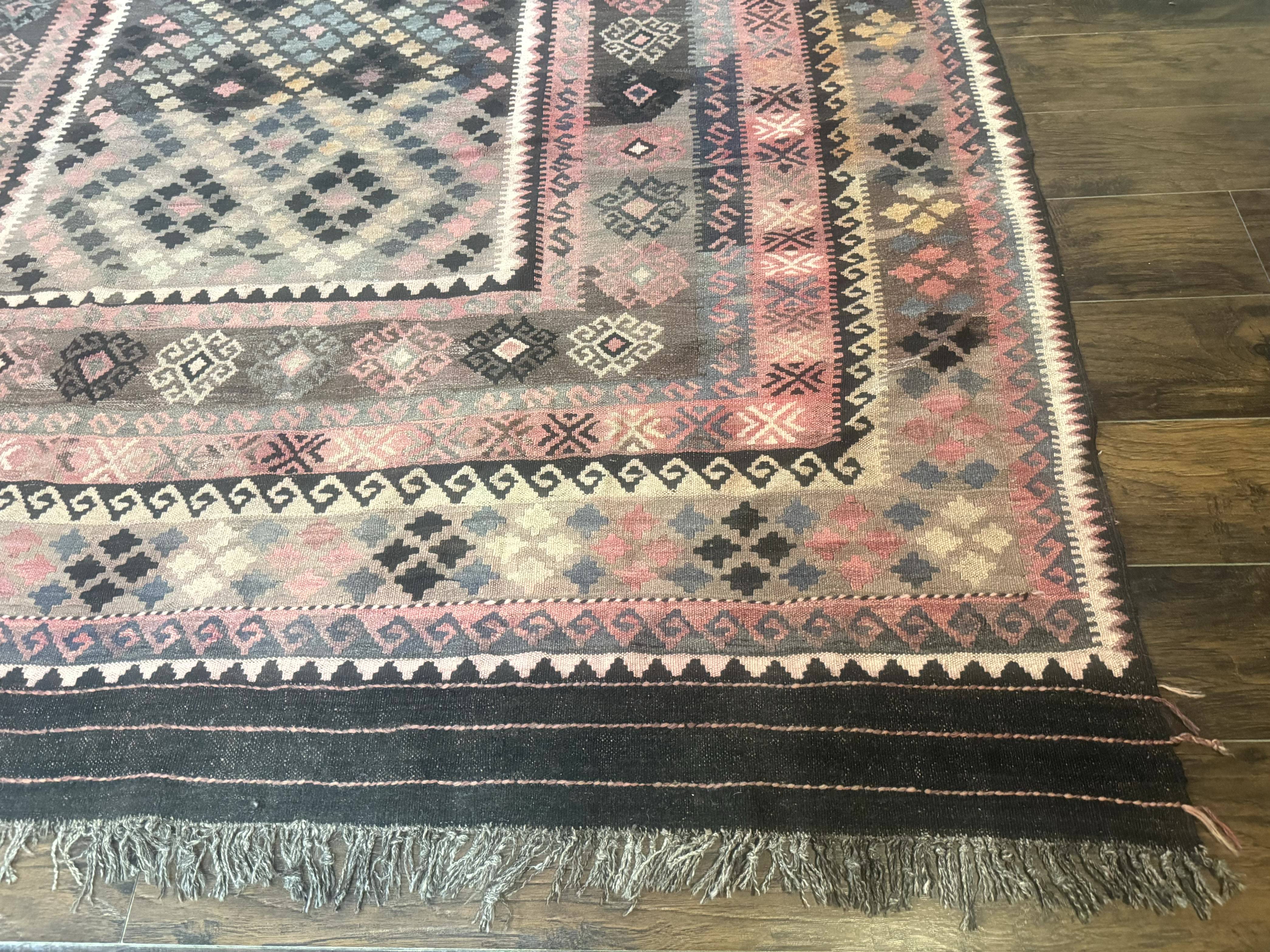 Persian Kurdish Kilim Rug 8x10, Large Flatweave Tribal Bohemian Rug, Vintage Zarand Kilim - Jewel Rugs