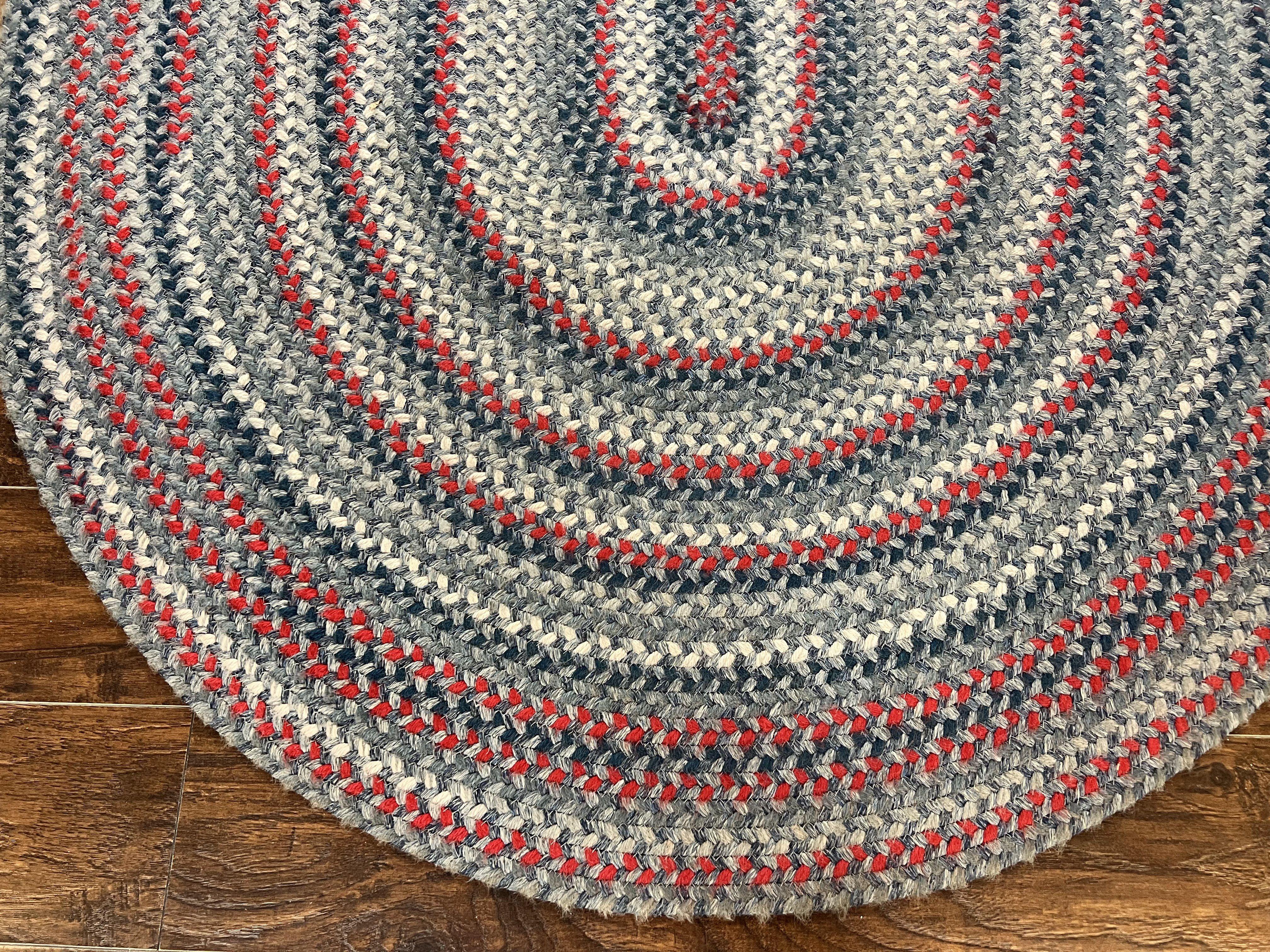 American Oval Braided Rug 5x8, Vintage Multicolor Handmade Wool 5 x 8 Carpet - Jewel Rugs