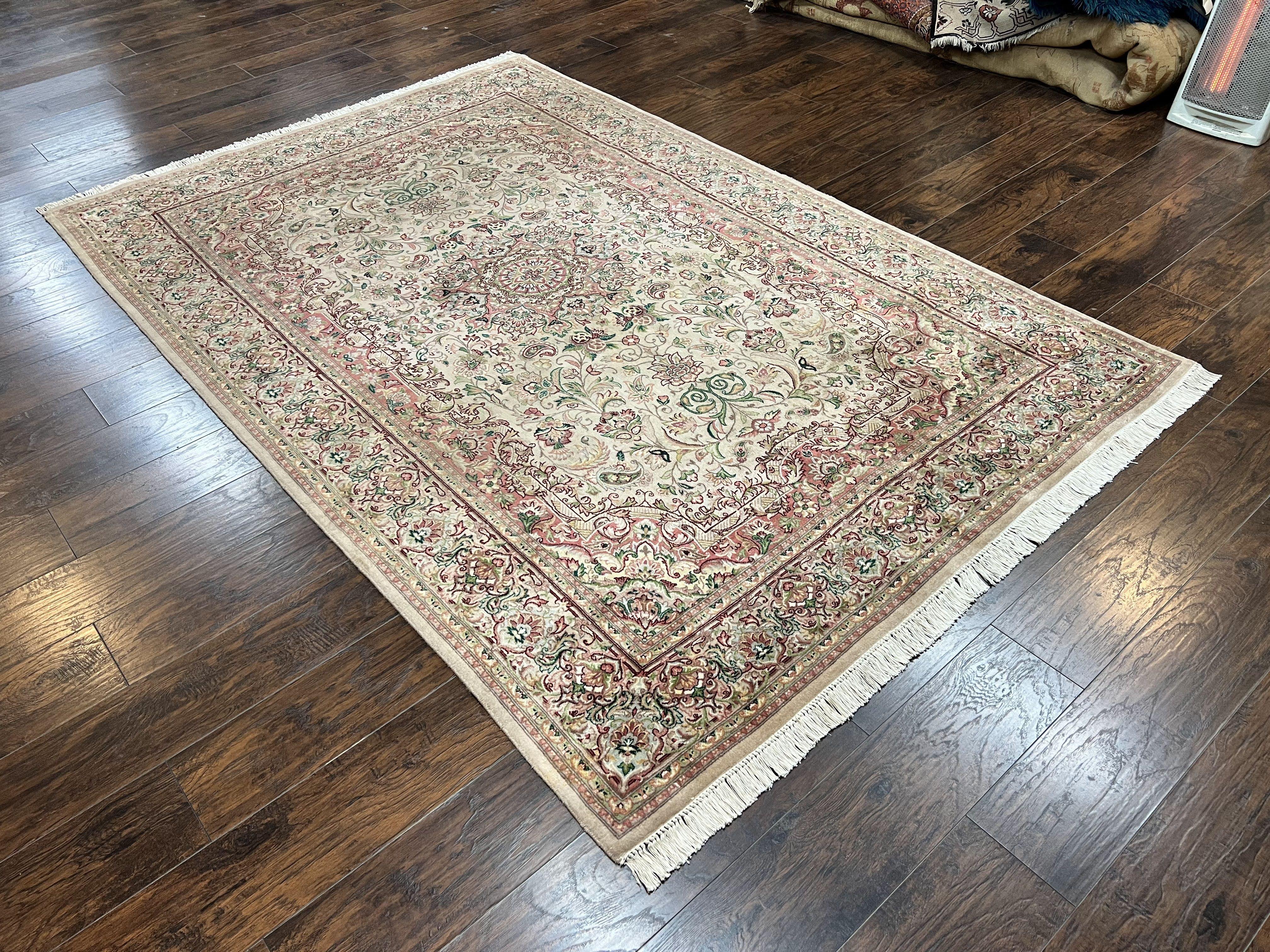 Pak Persian Rug 6x9, Floral Medallion, Vintage Hand Knotted Handmade Traditional Oriental Carpet, Pakistani Rug 6 x 9 ft, Wool Area Rug - Jewel Rugs