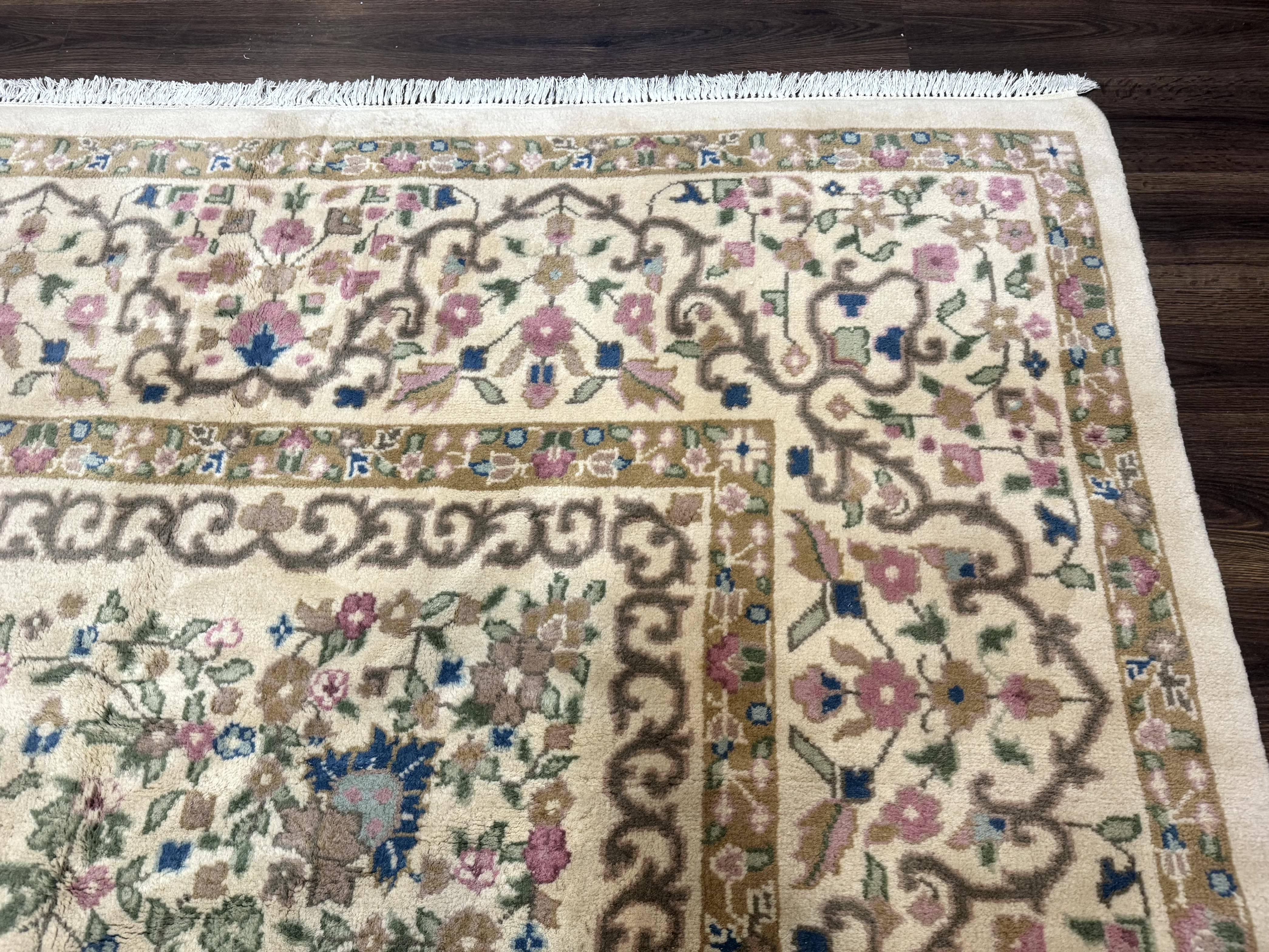Indo Persian Rug 12x15, Palace Sized Carpet, Oversized Wool Handmade Rug, Kerman Rug, Semi Open Field, Pande Cameron Rug, Beige - Jewel Rugs