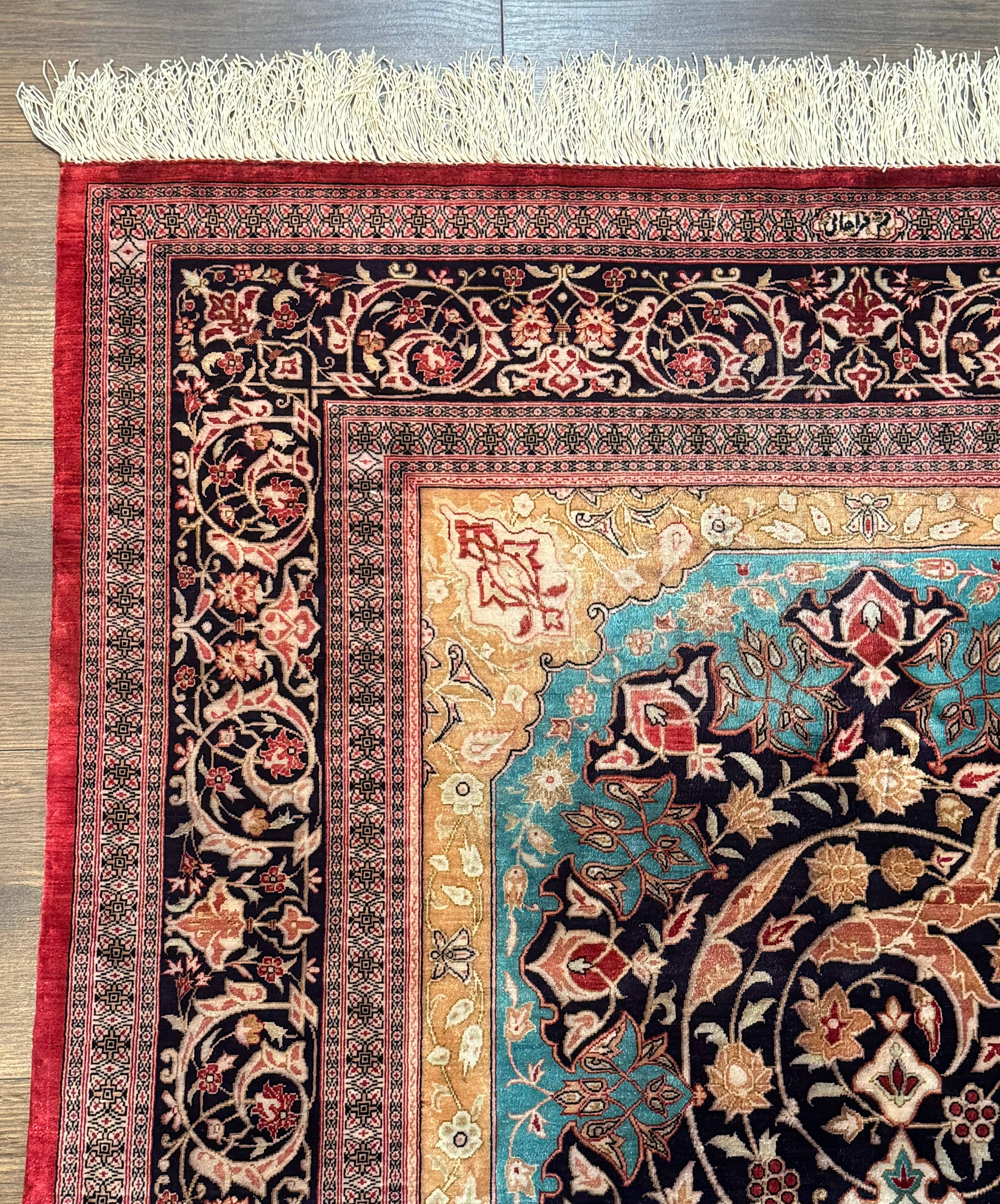 Magnificent Persian Qum Silk Rug 3x5, Exceptionally Fine 780 KPSI, Signed, Rare - Jewel Rugs