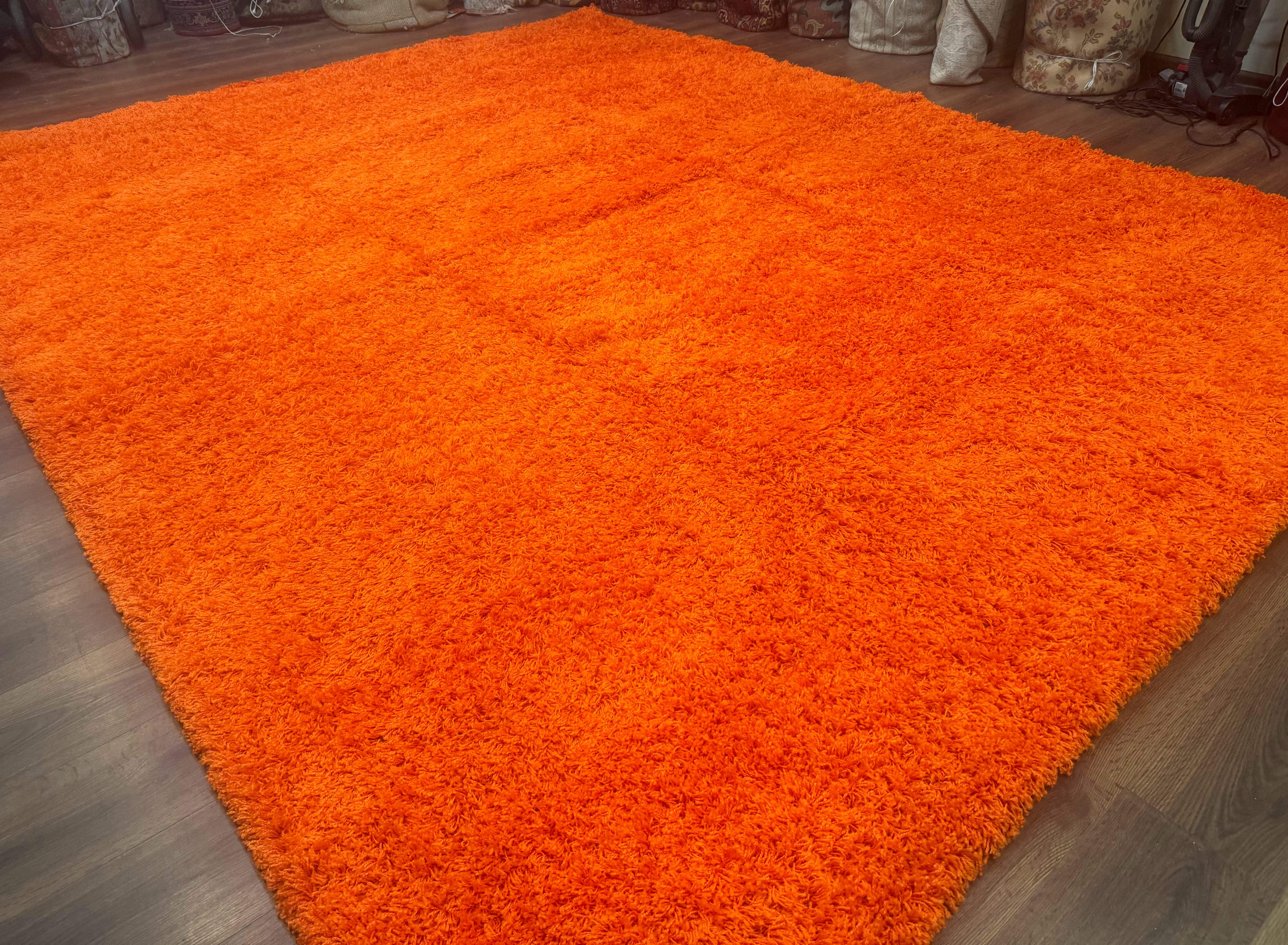 Large Orange Shag Rug 10x13 ft - Jewel Rugs