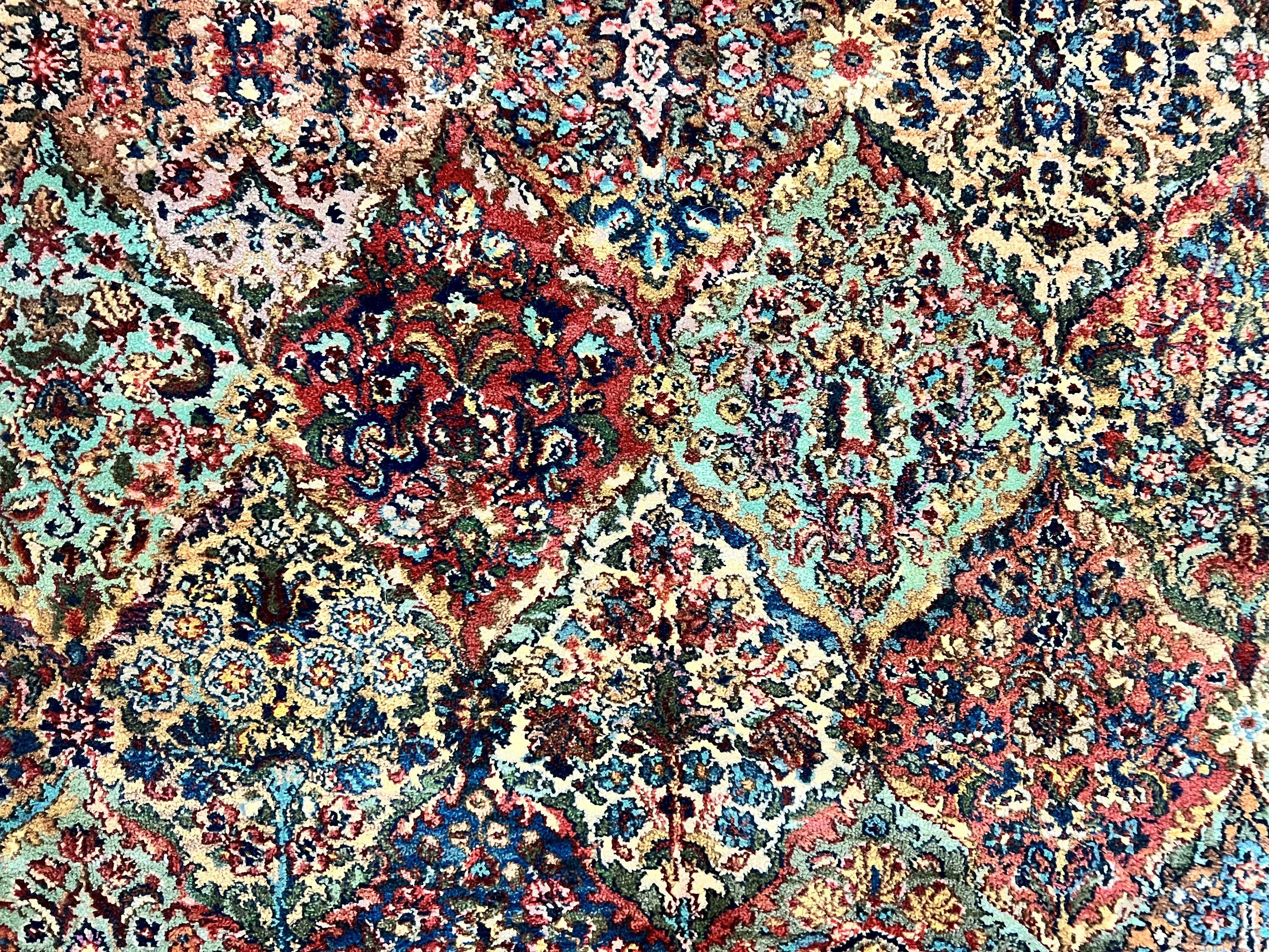 Karastan Multicolor Panel Kirman Rug #717, Square Wool Karastan Rug 9x9 ft, Wool Karastan Carpet, Original 700 Series, Rare Size 9 x 9 - Jewel Rugs