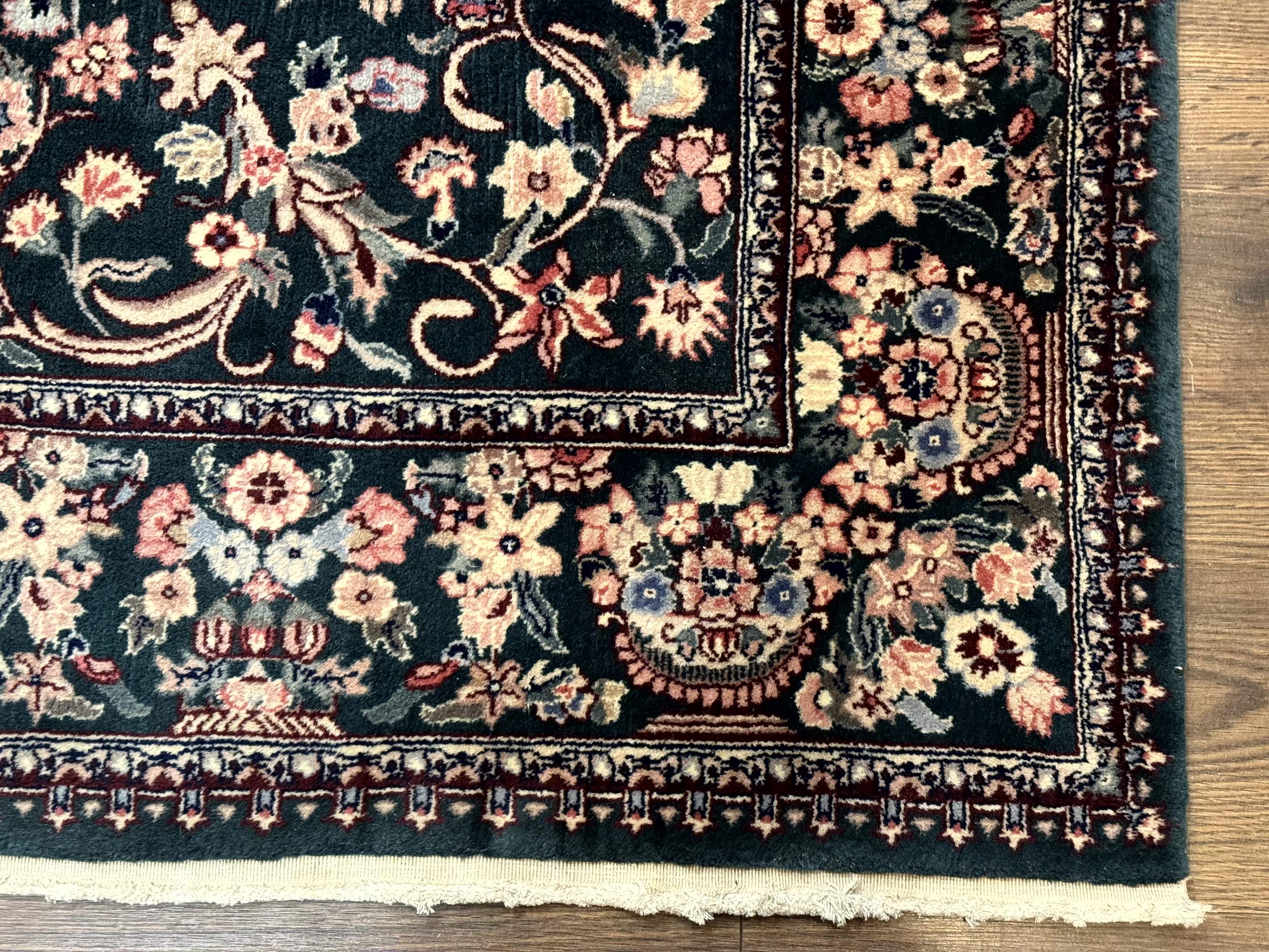 Pak Persian Rug 4x6, Dark Green, Floral Roses Allover, Very Fine 320 KPSI - Jewel Rugs
