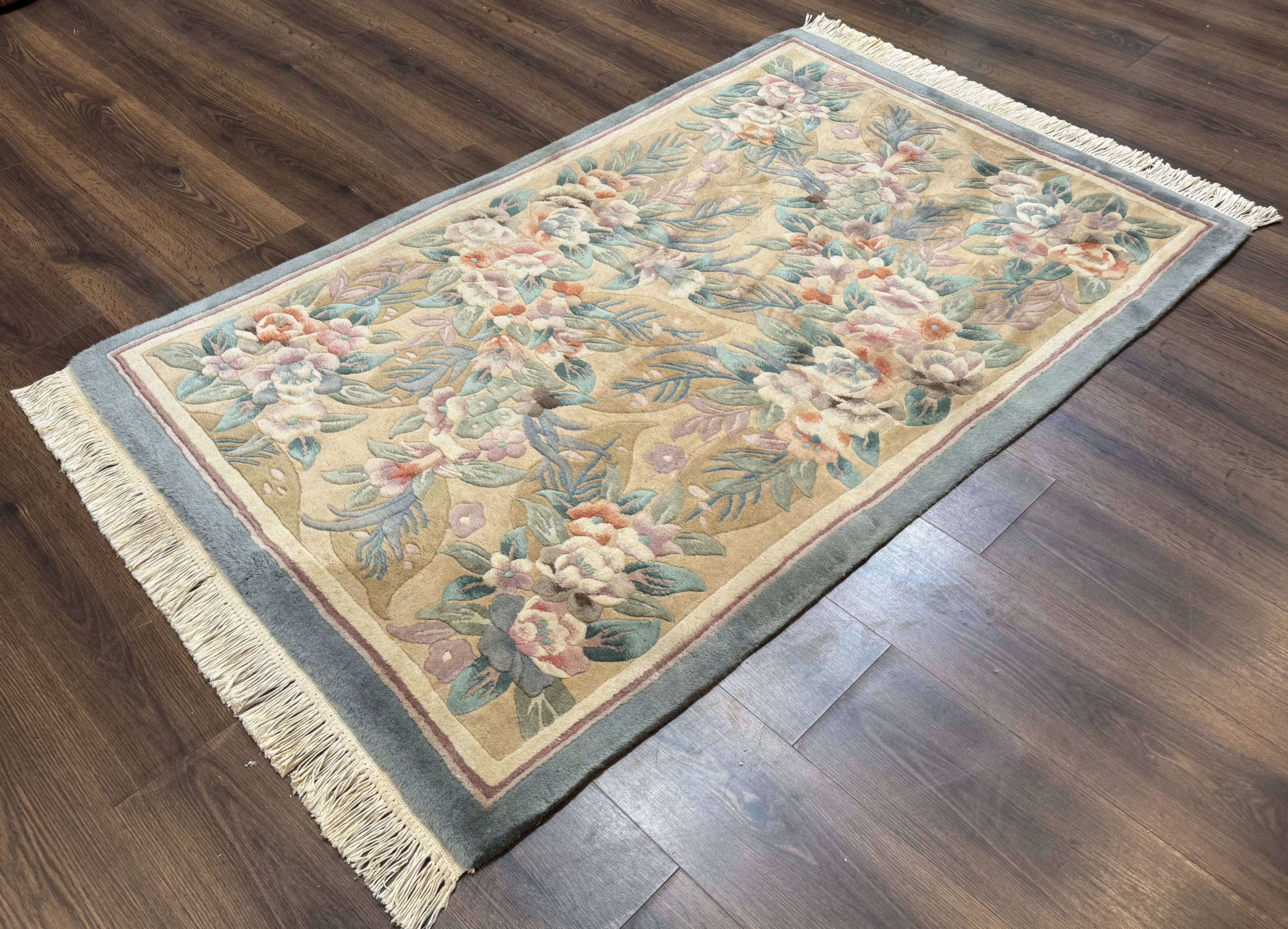 Chinese Wool Rug 4x6, Floral, 90 Line Rug, Pair B - Jewel Rugs
