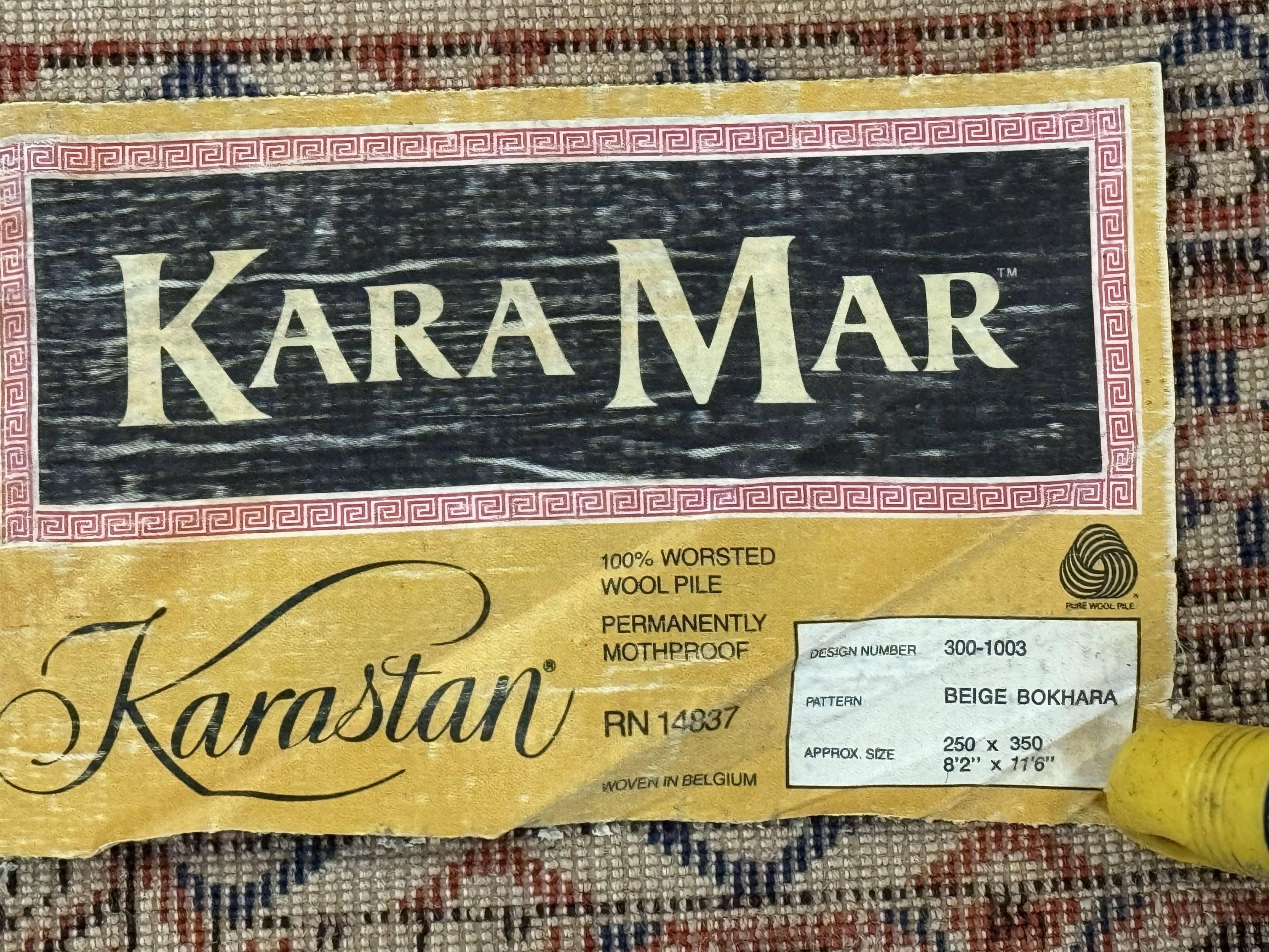 Karastan Rug 8.2 x 11.6 Beige Bokhara, Wool Pile, Vintage Discontinued Karastan Area Rug, Belgium Power Loomed Rug - Jewel Rugs