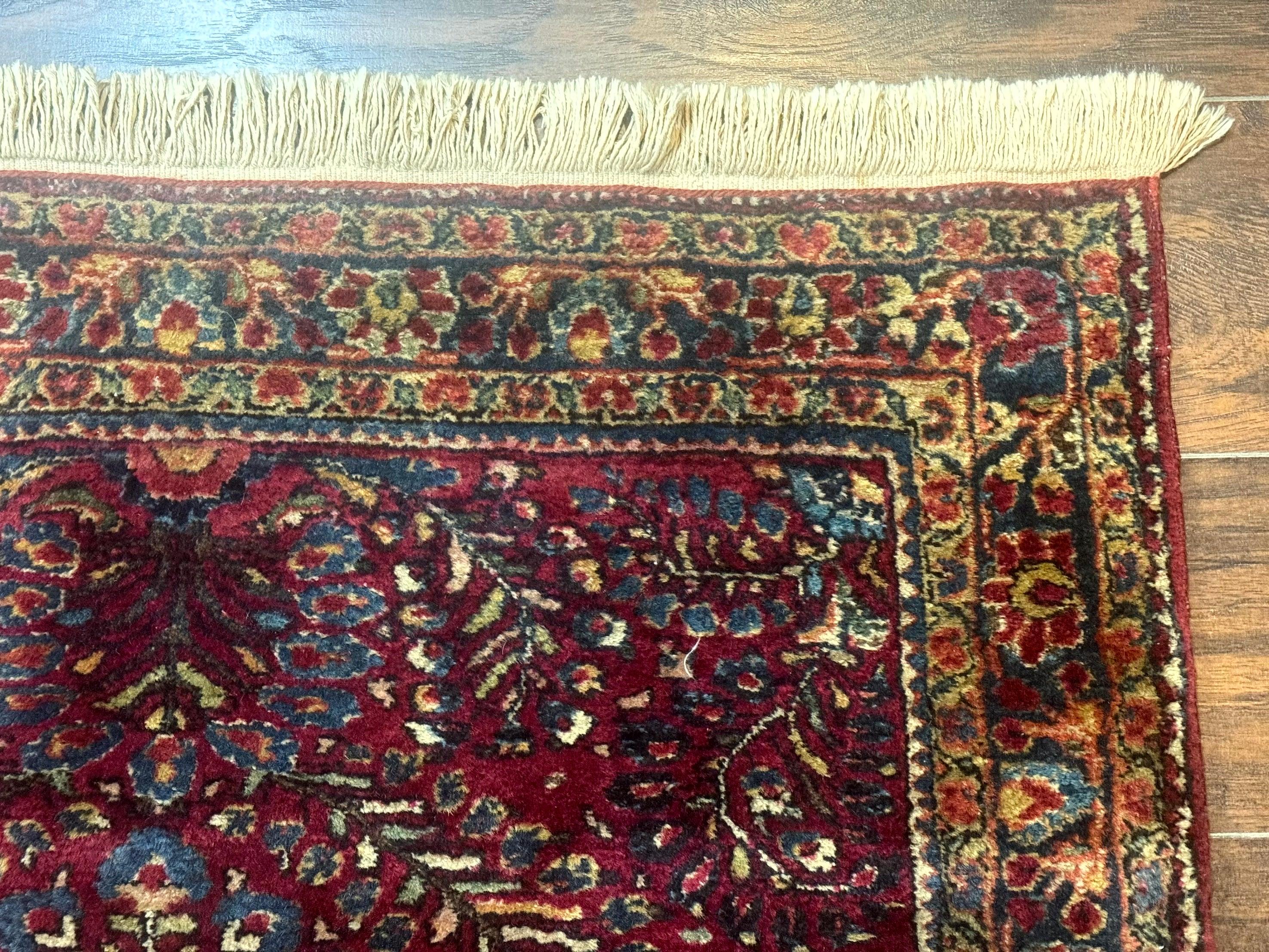 Antique Persian Sarouk Rug 3.6 x 5, Red, 1920s Persian Carpet - Jewel Rugs
