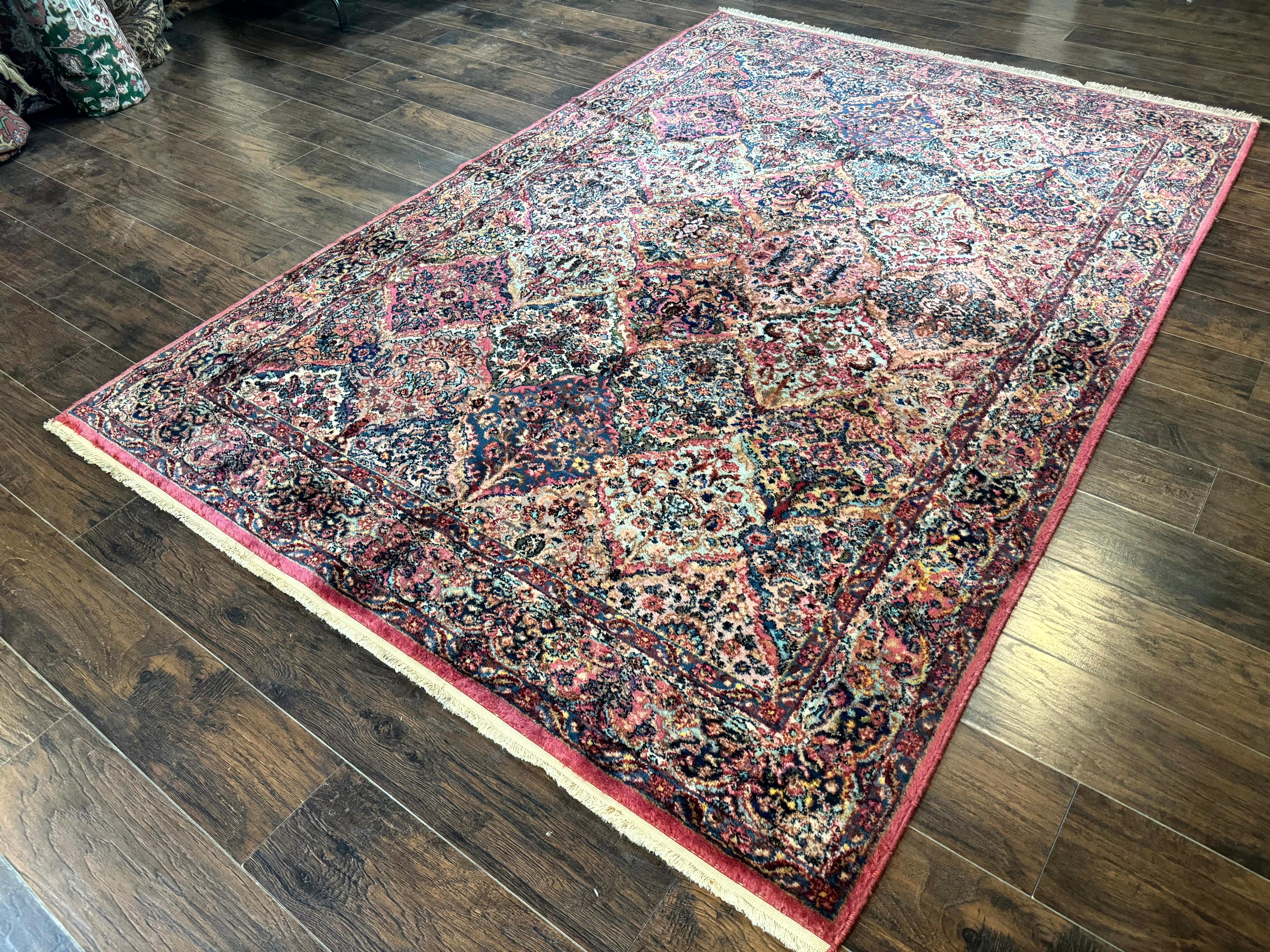 Karastan Rug 6x9, Multicolor Panel Kirman Rug #717, Wool Original Karastan Collection 700 Series, Vintage Discontinued Karastan - Jewel Rugs