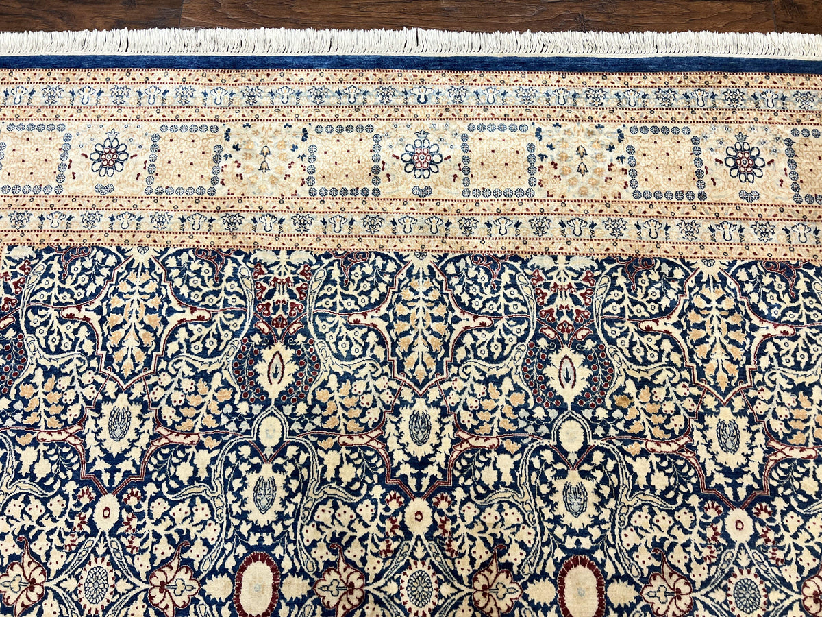Pak Persian Rug 8x11, Blue and Cream Allover Floral Persian Oriental C