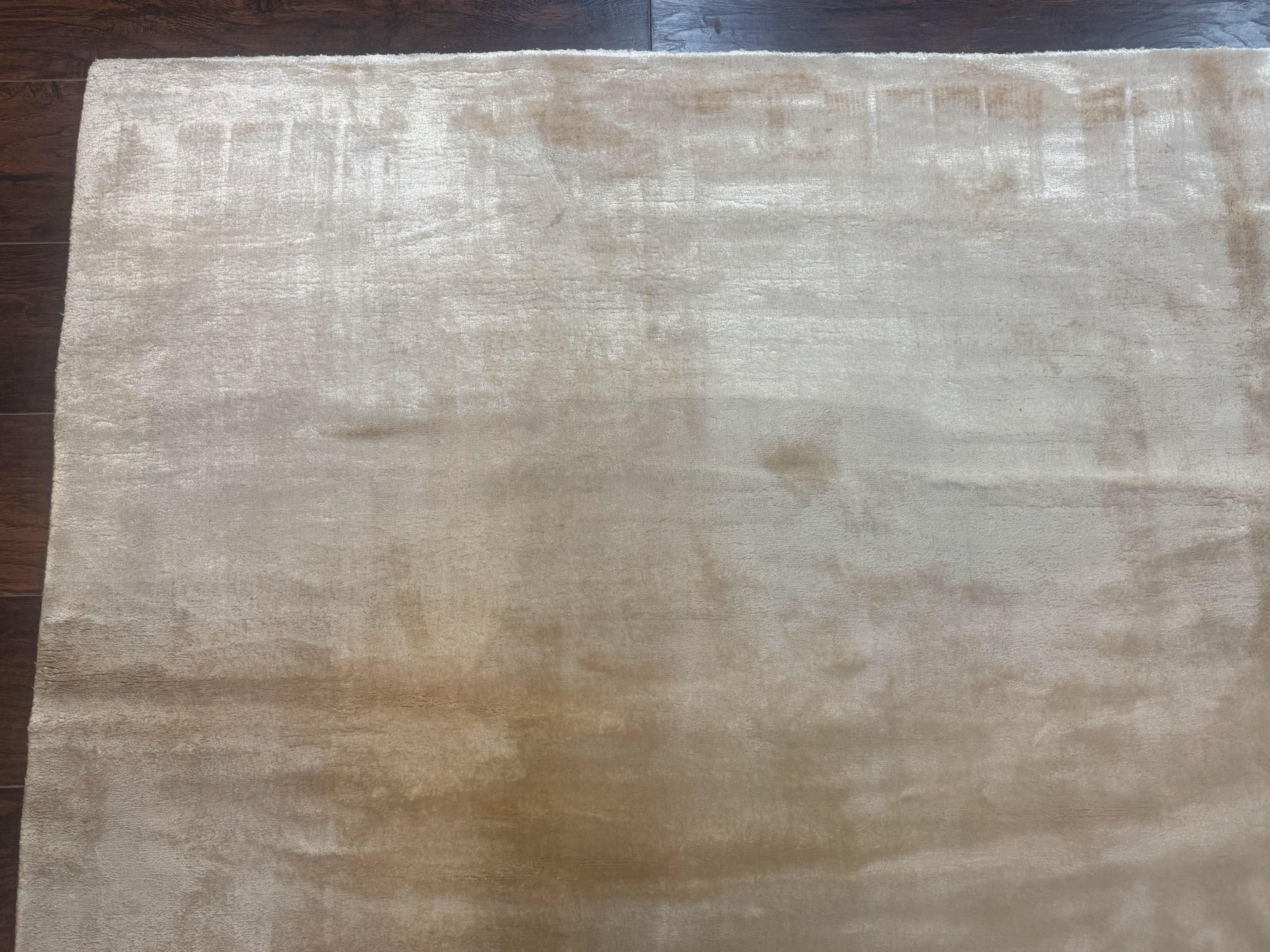 Silk Tibetan Rug 9x11, Handmade Silk Area Rug, Modern Contemporary Carpet - Jewel Rugs