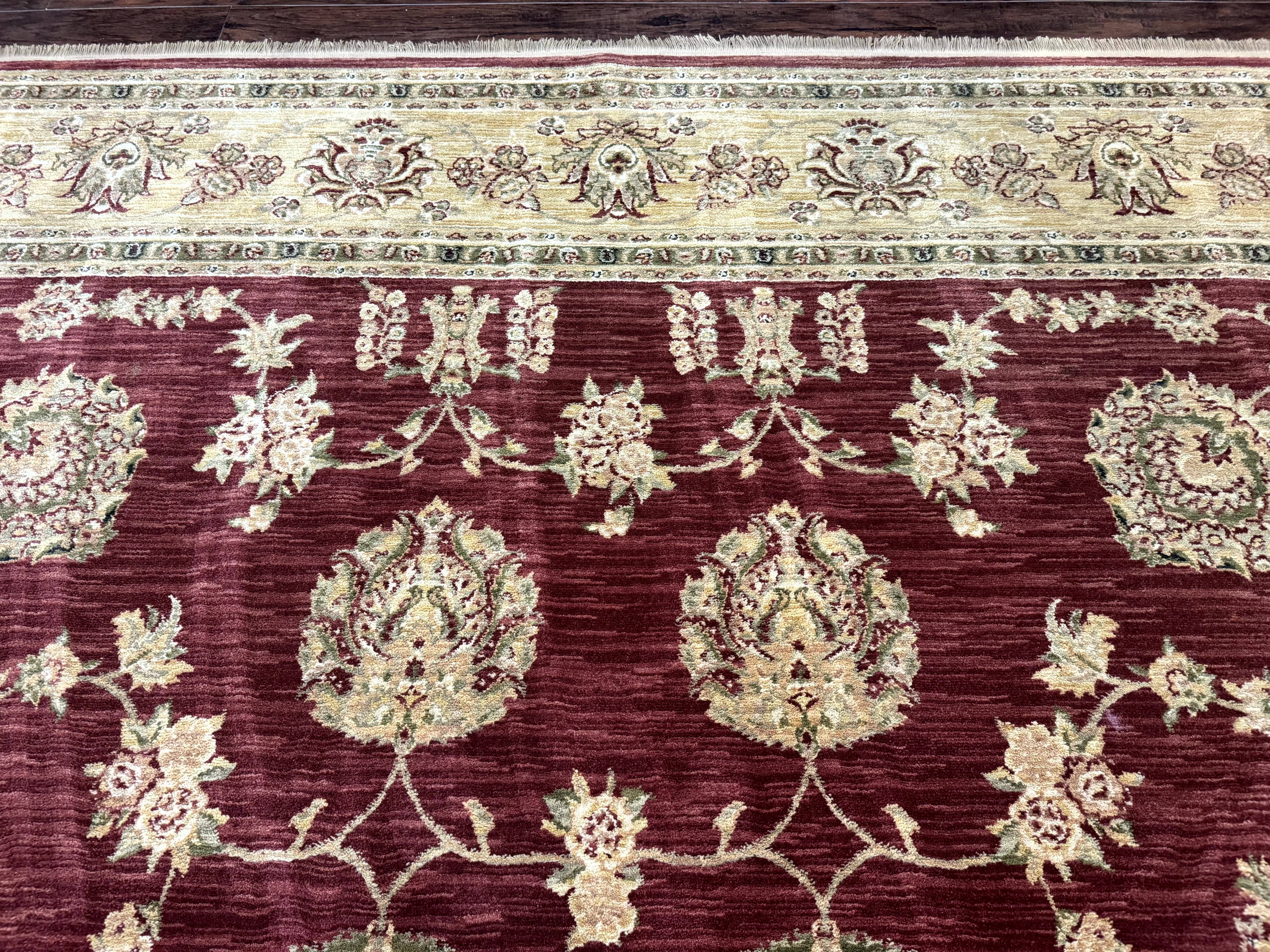 Traditional Wool Oriental Rug 9x13, Large Power Loomed Carpet, Burgundy - Jewel Rugs