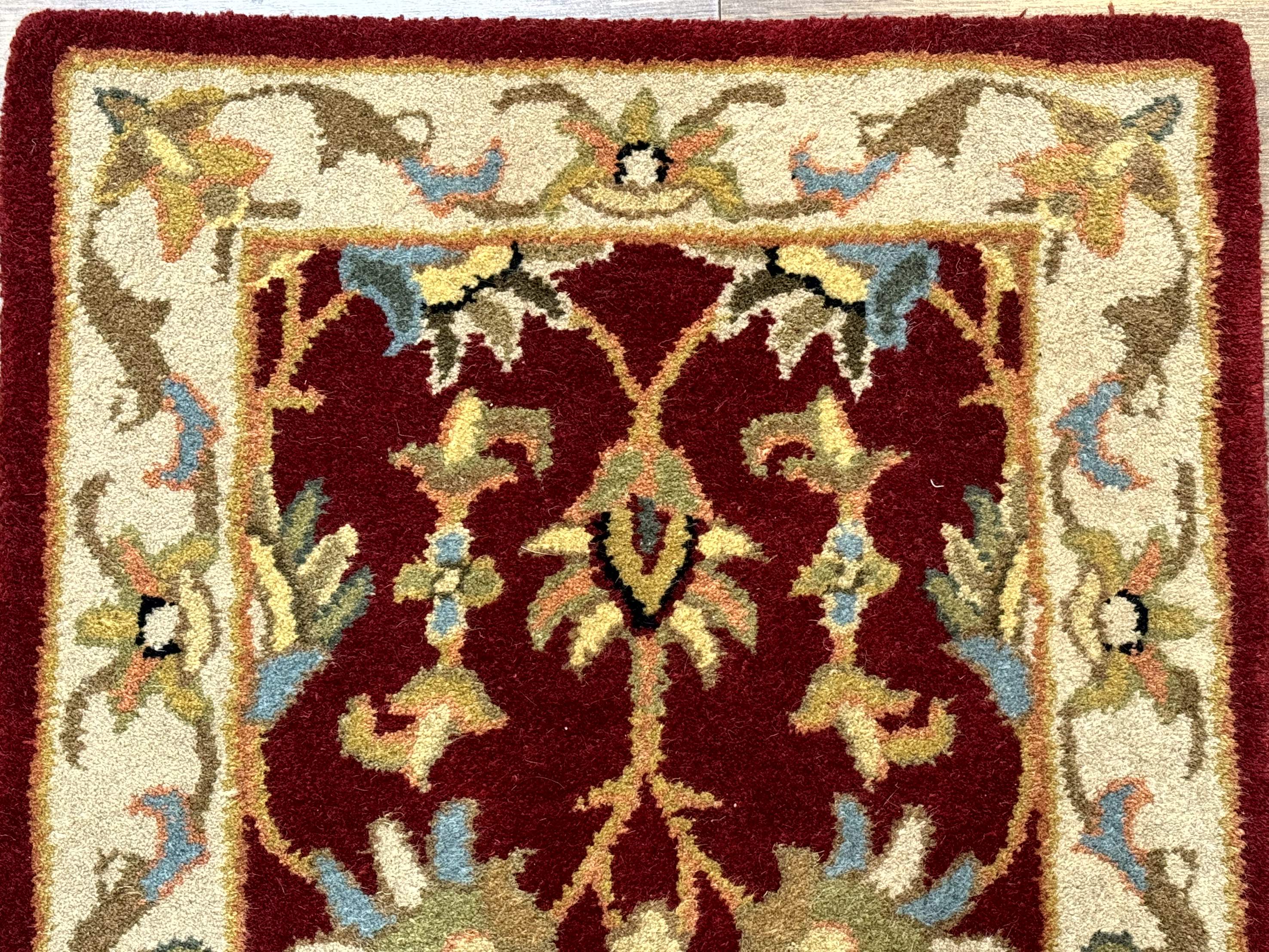 Small Floral Wool Rug 2x3, Safavieh Heritage Collection, Dark Red & Cream - Jewel Rugs