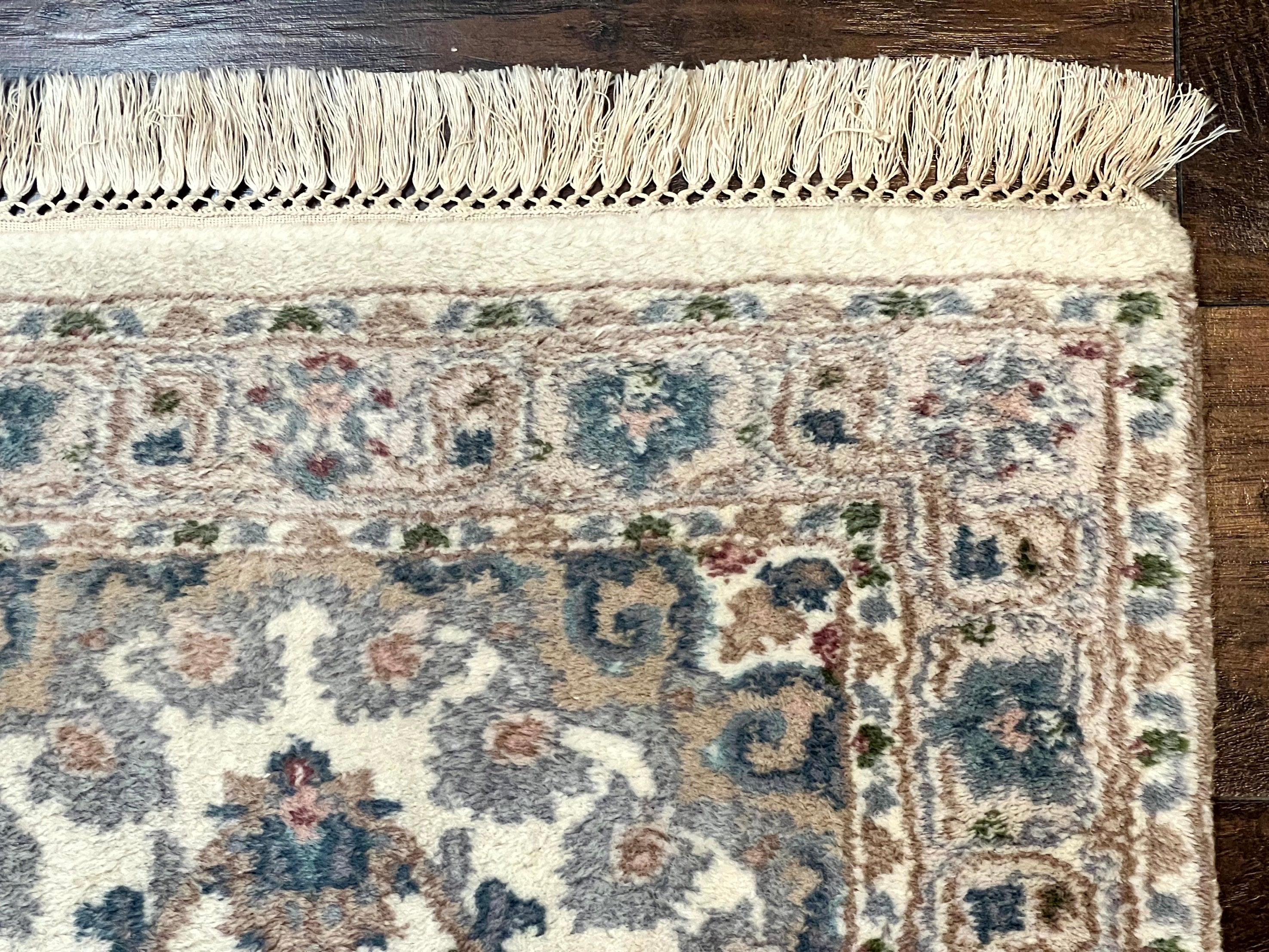Indo Persian Runner Rug 2.5 x 9.5, Handmade Vintage Wool Rug for Hallway, Floral, Ivory - Jewel Rugs